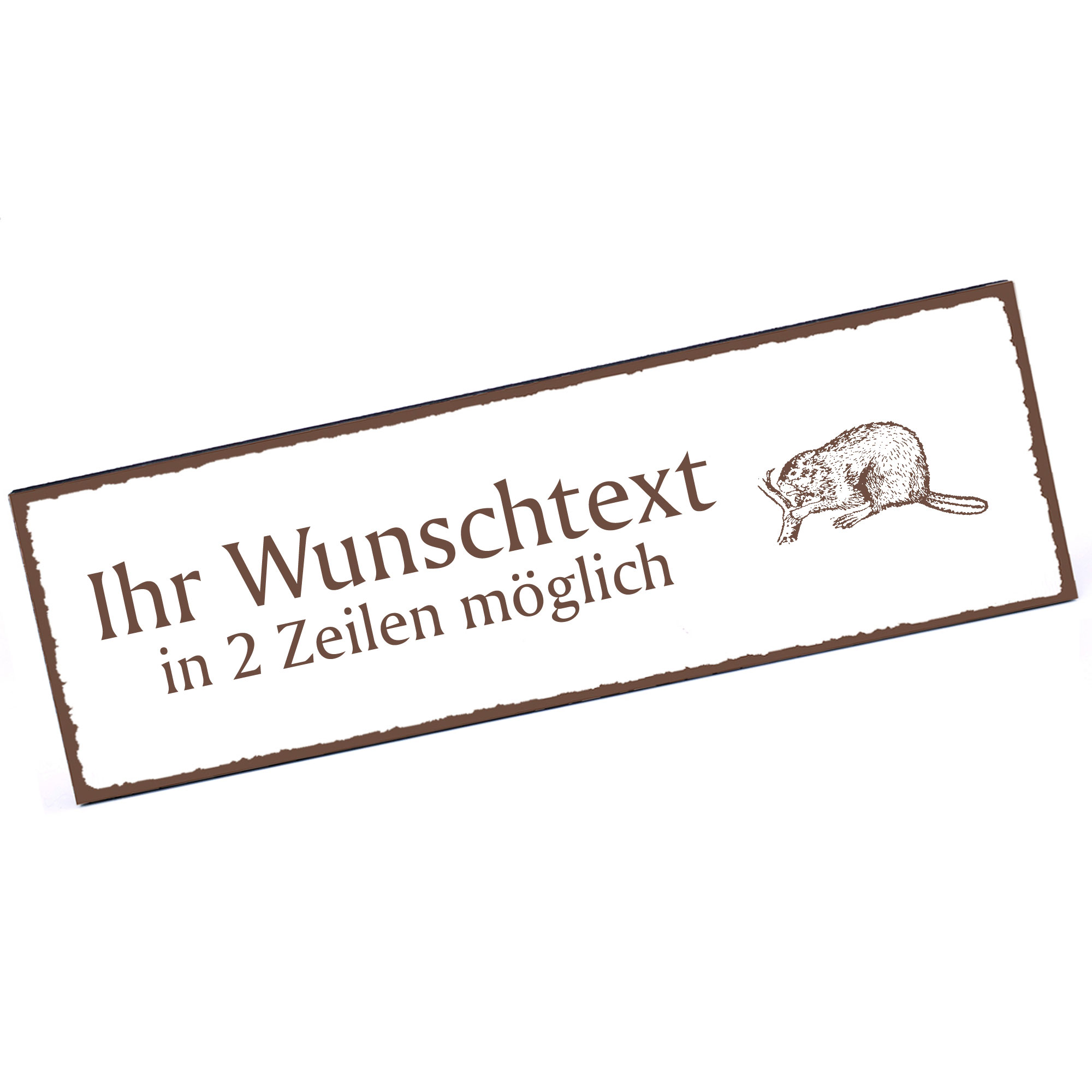 Türschild Biber  Namensschild personalisiert mit Gravur - 150mm x 50mm - selbstklebend