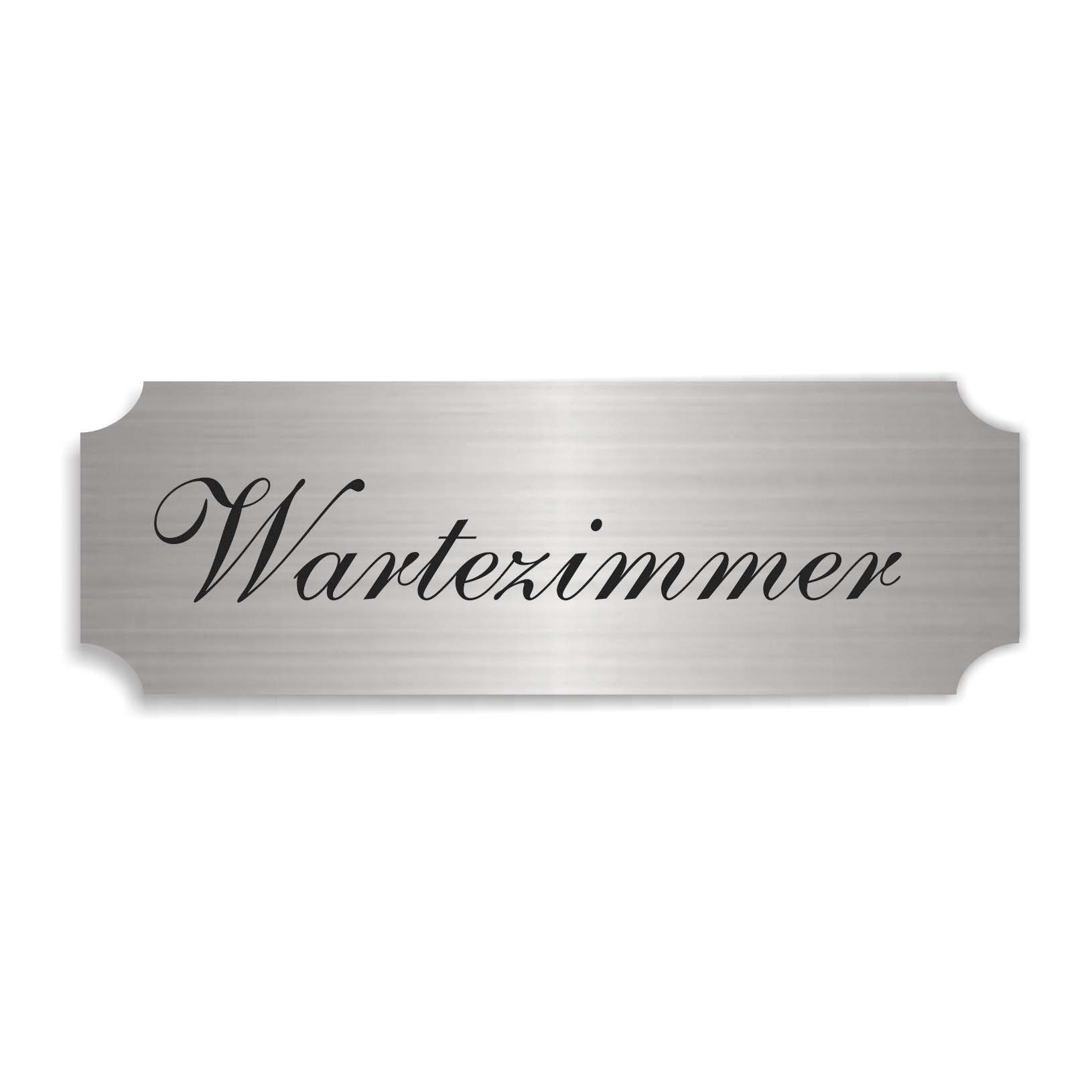 Schild « WARTEZIMMER » selbstklebend - Aluminium Look - silber
