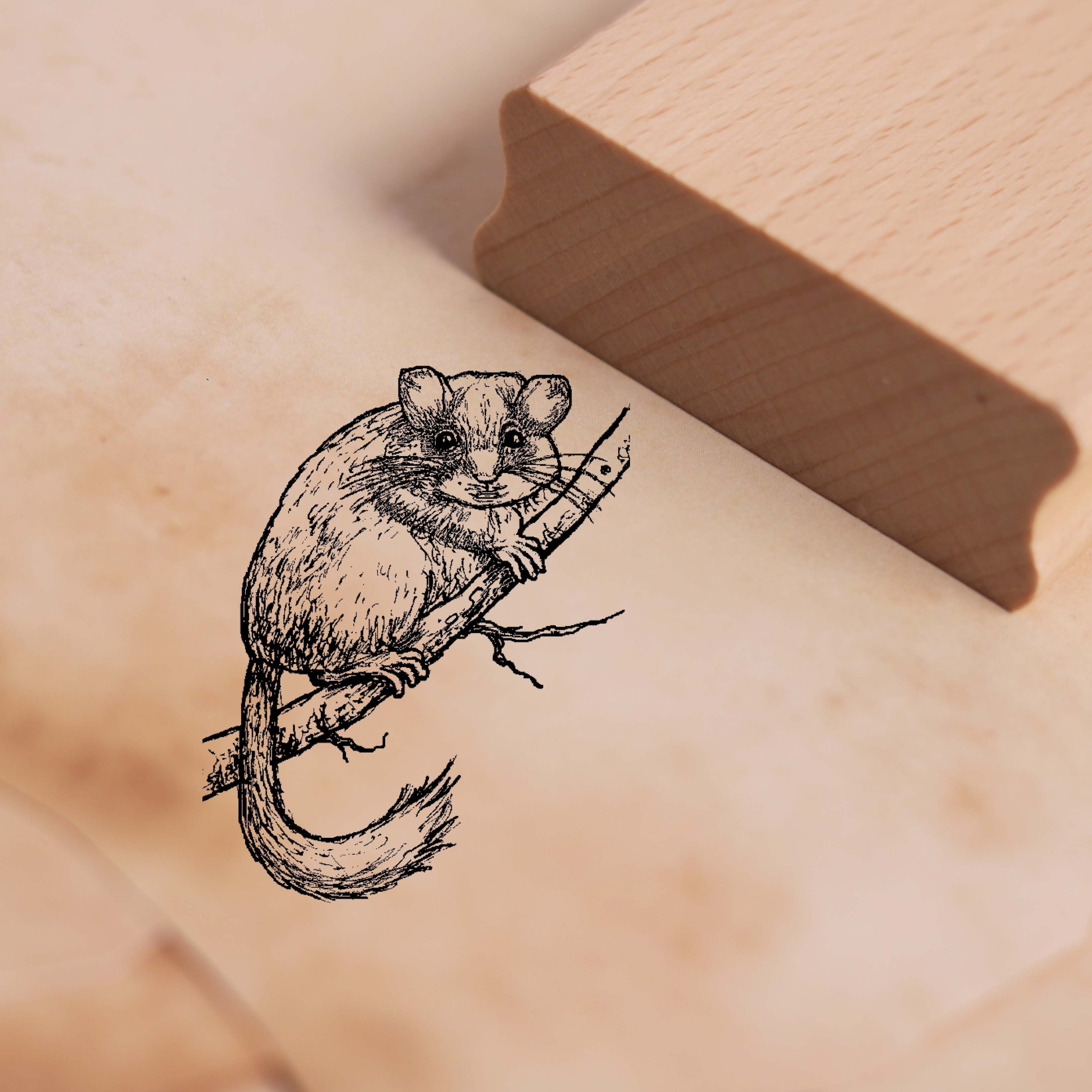 Motivstempel Gartenschläfer - Stempel Holzstempel 38 x 48 mm