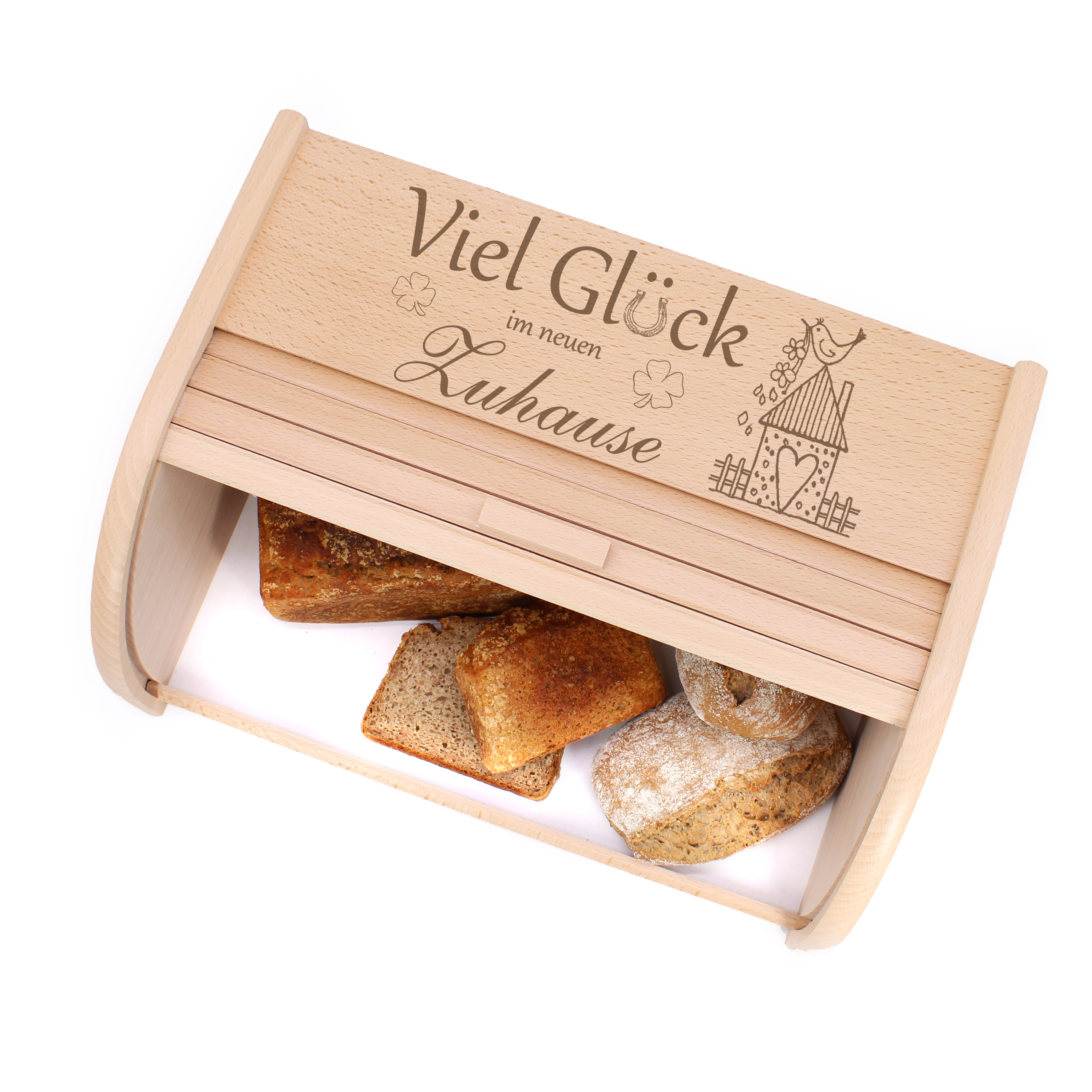 Brotkasten Holz "Viel Glück im neues Zuhause" Haus Wohnung Einzug Einzugsgeschenk erste Wohnung