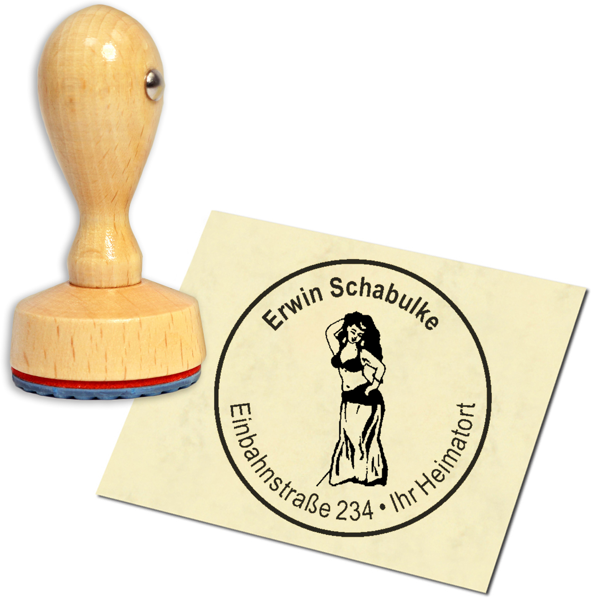 Stempel Adressstempel Holzstempel - Bauchtanz - rund 40mm