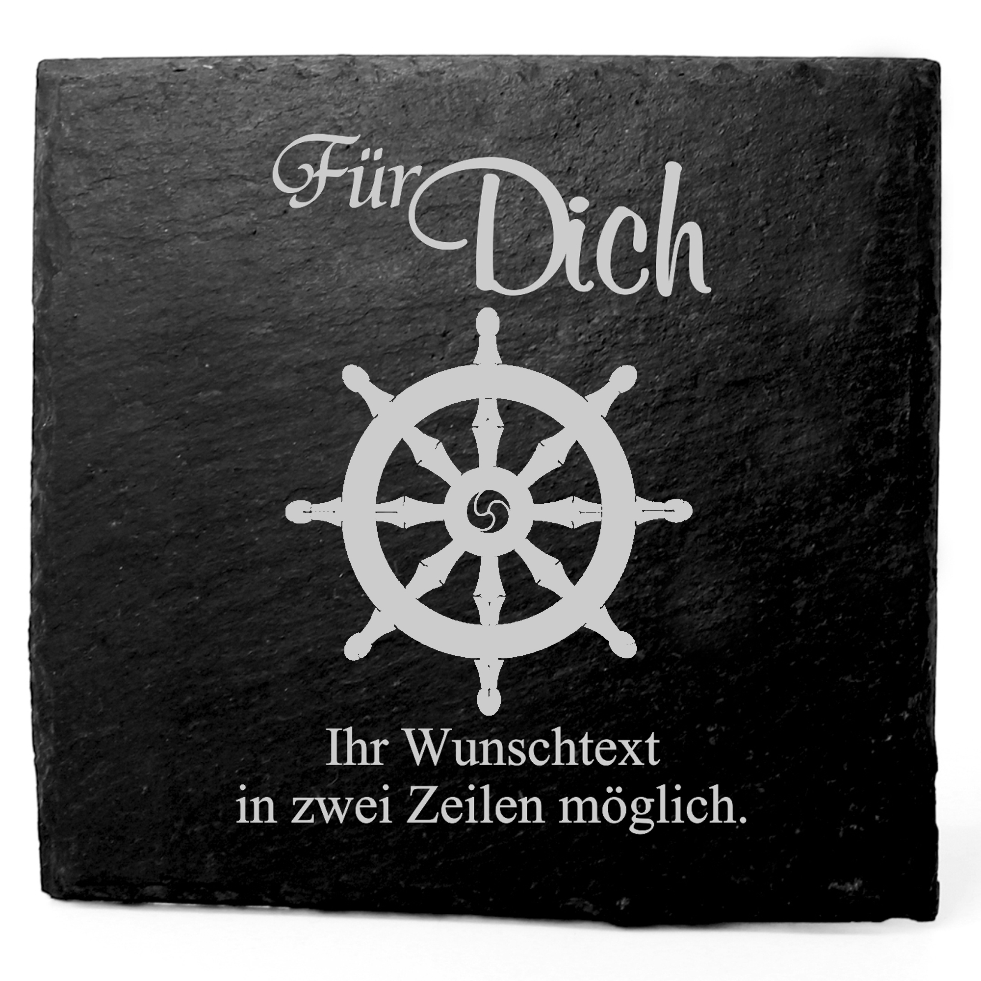 Deko Schiefer Untersetzer personalisiert Buddhismusrad - Für Dich - 11x11cm