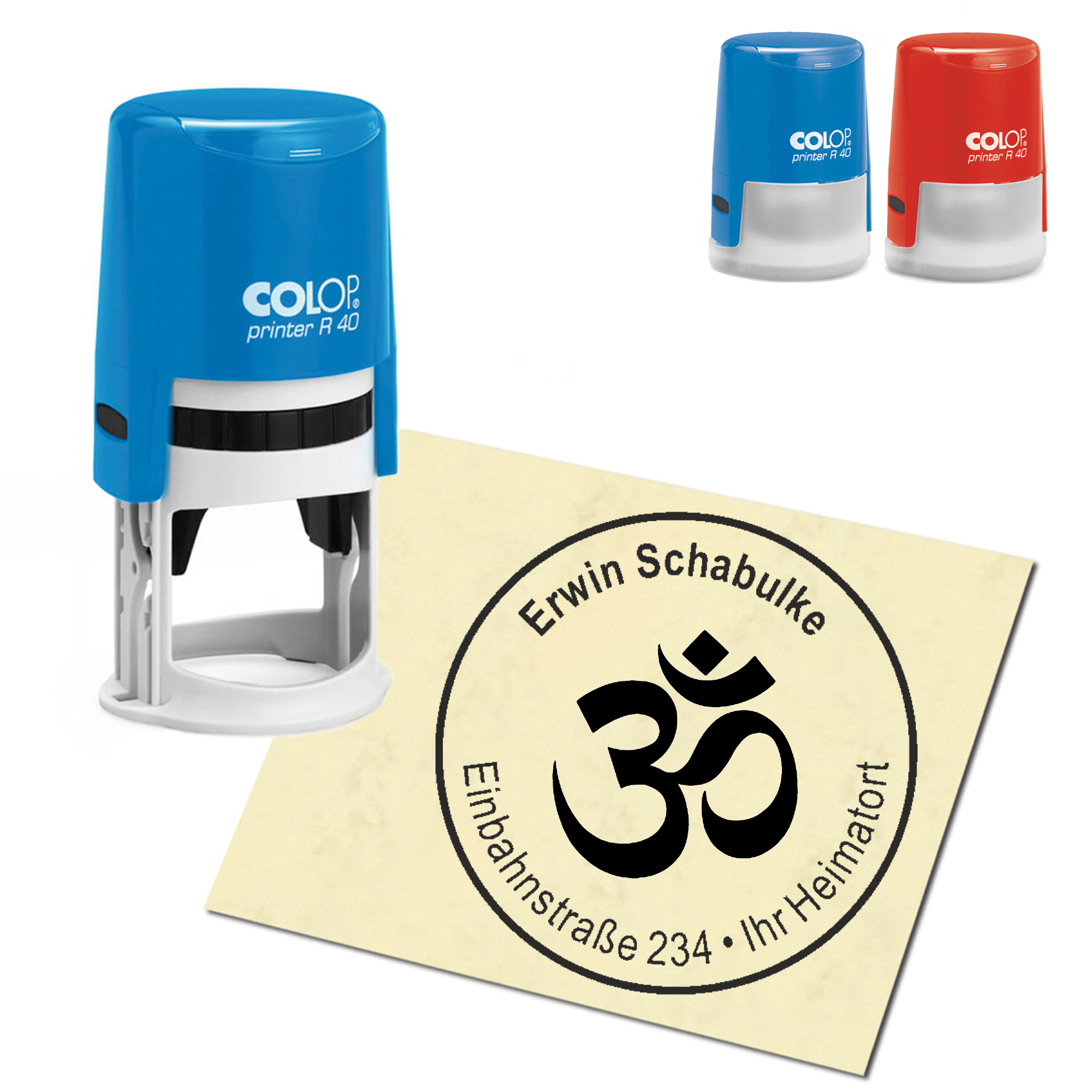 Stempel Adressstempel personalisiert - Hinduismus - rund &empty; 40mm