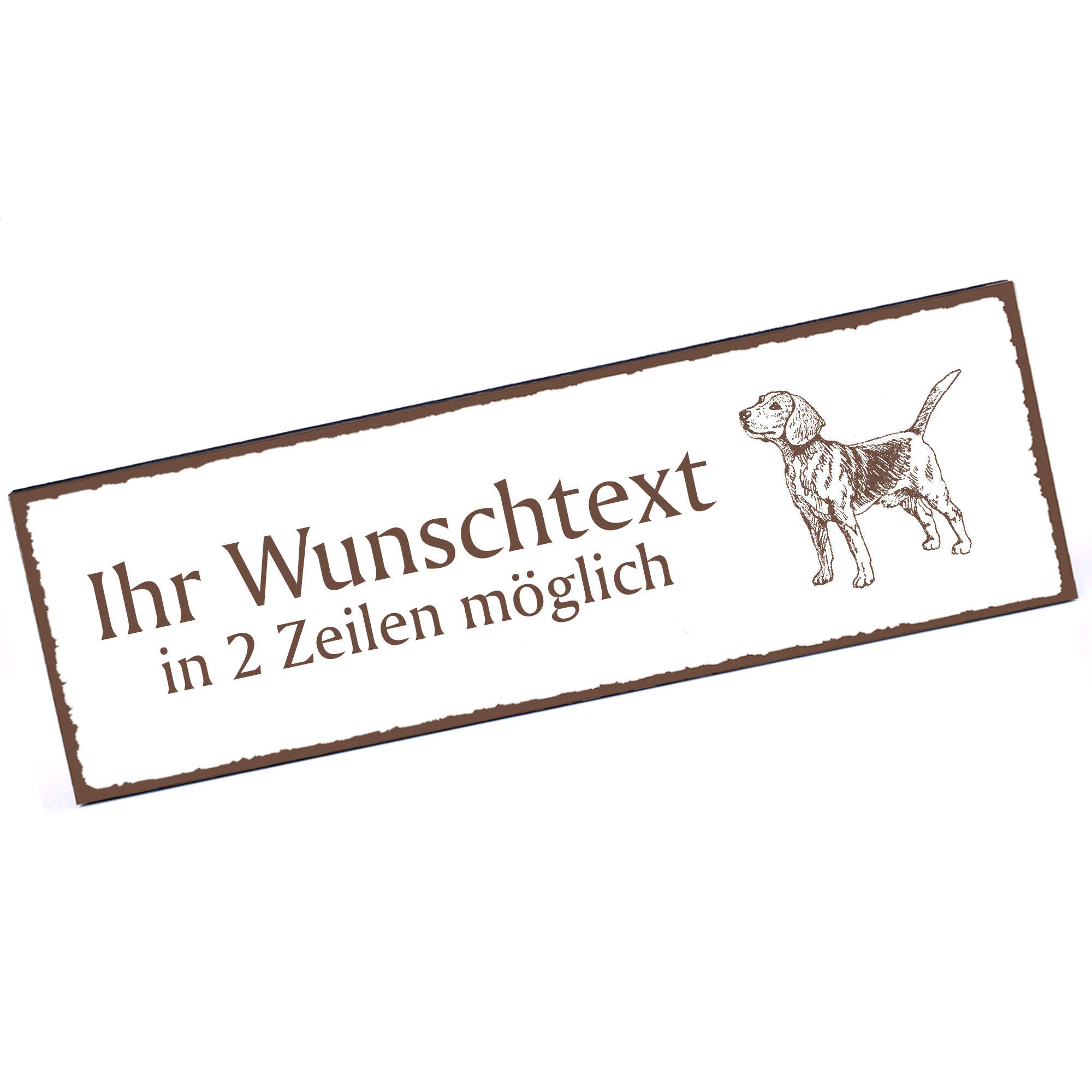 Türschild Beagle  Namensschild personalisiert mit Gravur - 150mm x 50mm - selbstklebend