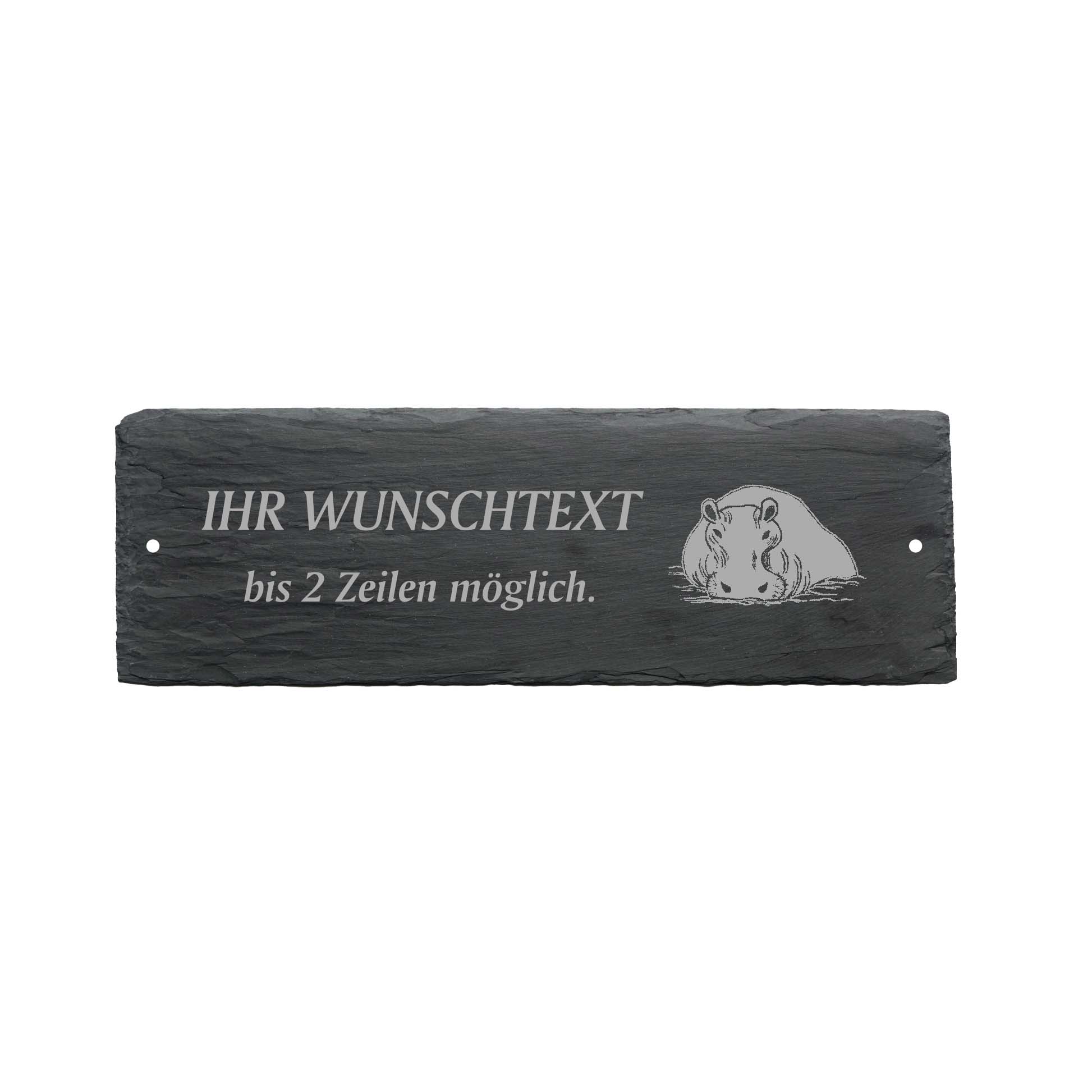 Türschild « NILPFERD 02 » ca. 22 x 8 cm - aus Schiefer