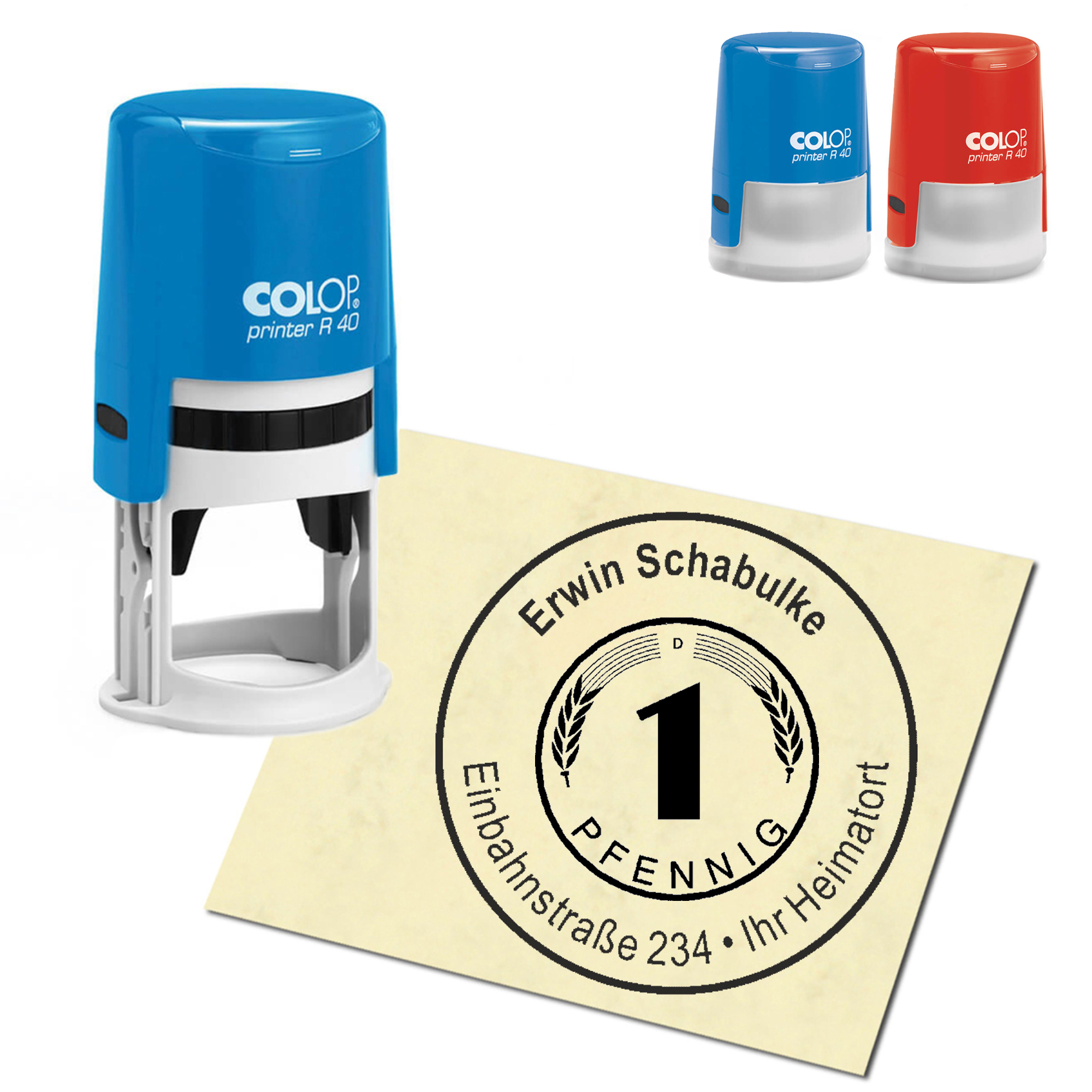 Stempel Adressstempel personalisiert - Pfennig - rund &empty; 40mm