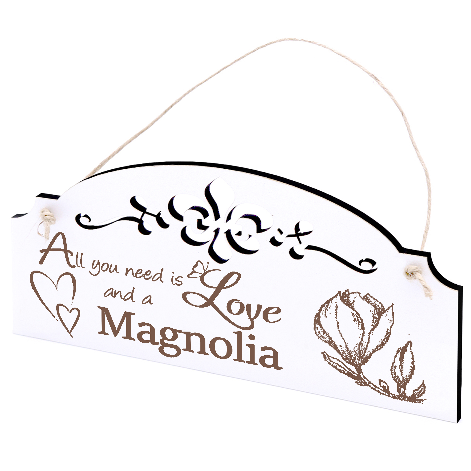 Schild Magnolie Deko 20x10cm - All you need is Love and a Magnolia - Holz