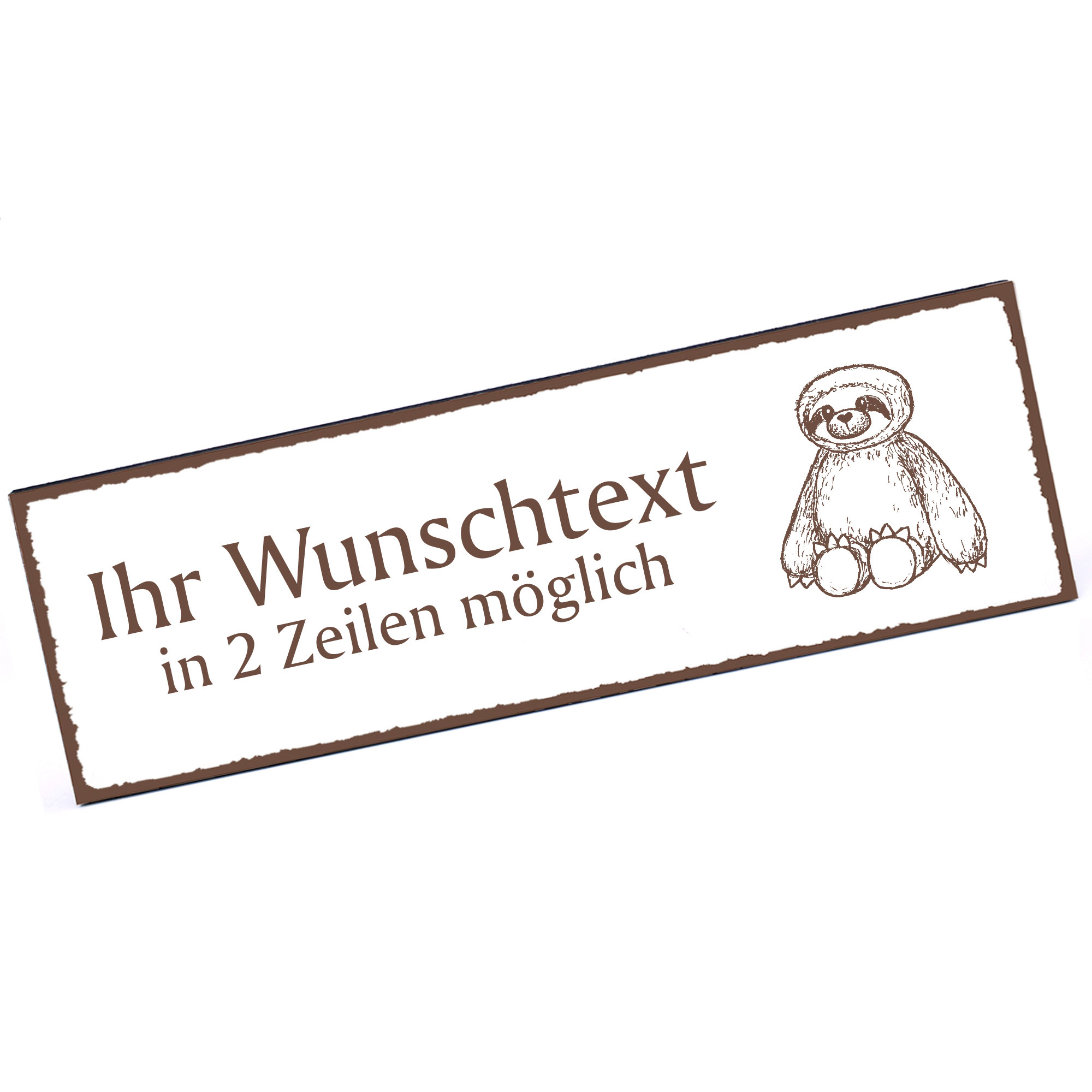 Türschild niedlicher Faultier Teddy  Namensschild personalisiert mit Gravur - 150mm x 50mm - selbstk