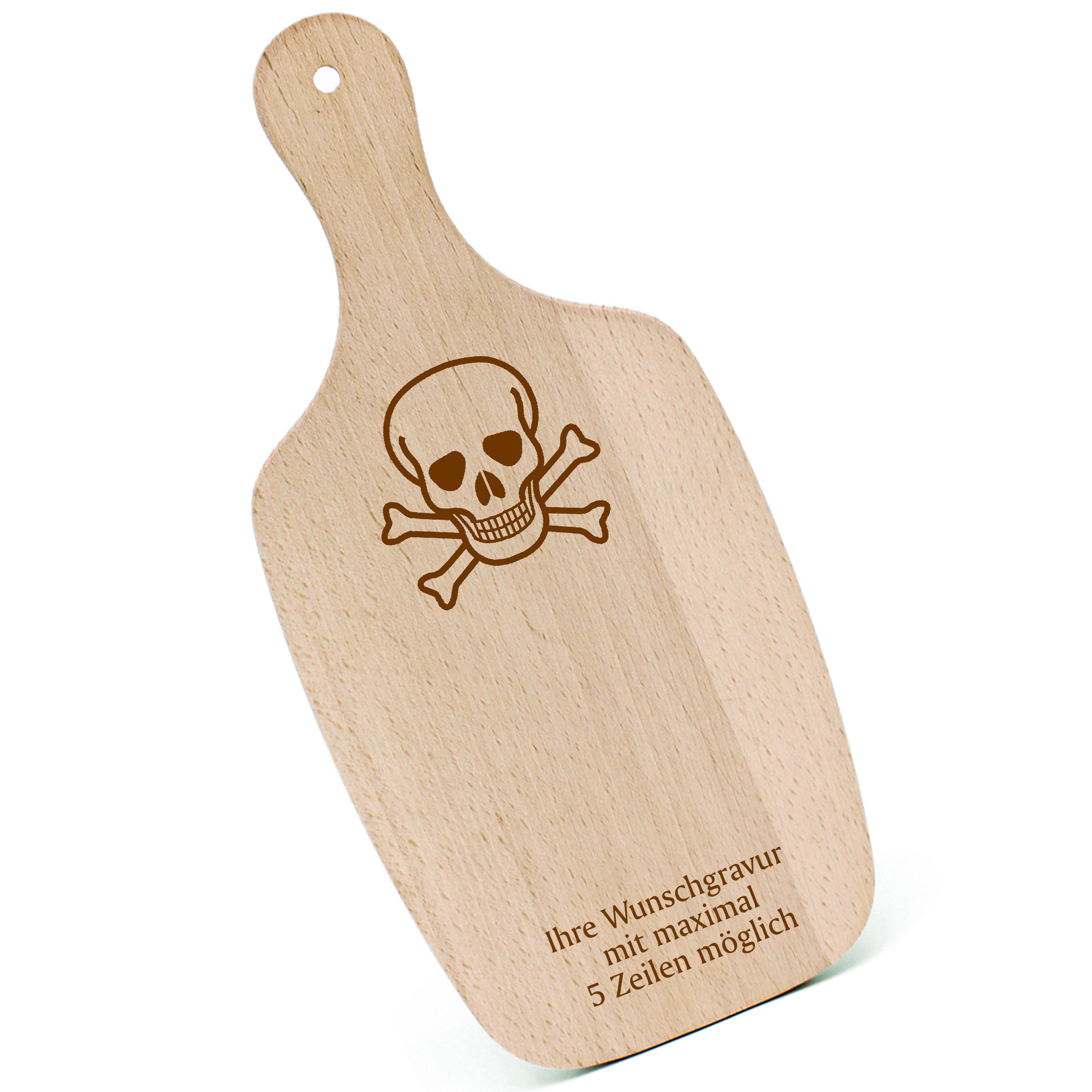 Schneidebrett Frühstücksbrettchen - Skull and Crossbones - mit Griff 330x150mm