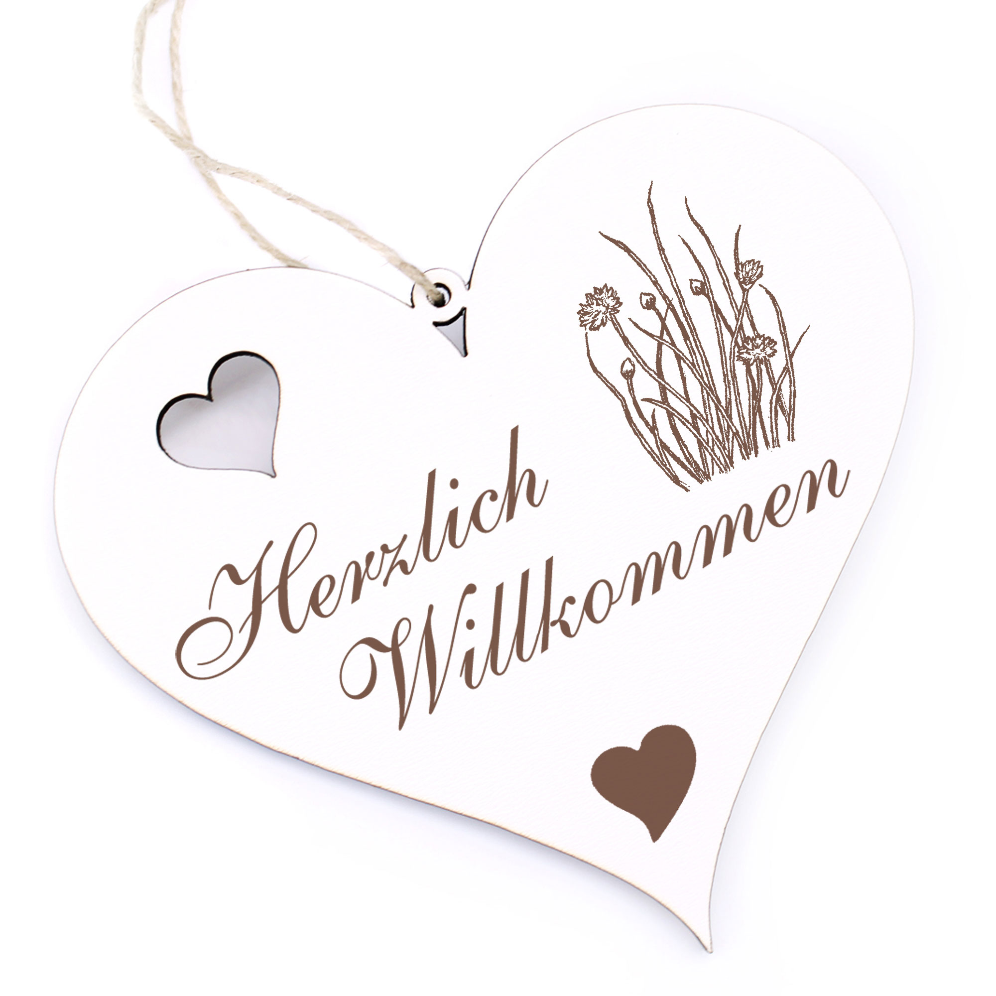 Herzlich Willkommen Schild - Schnittlauch - Deko Herz Holz