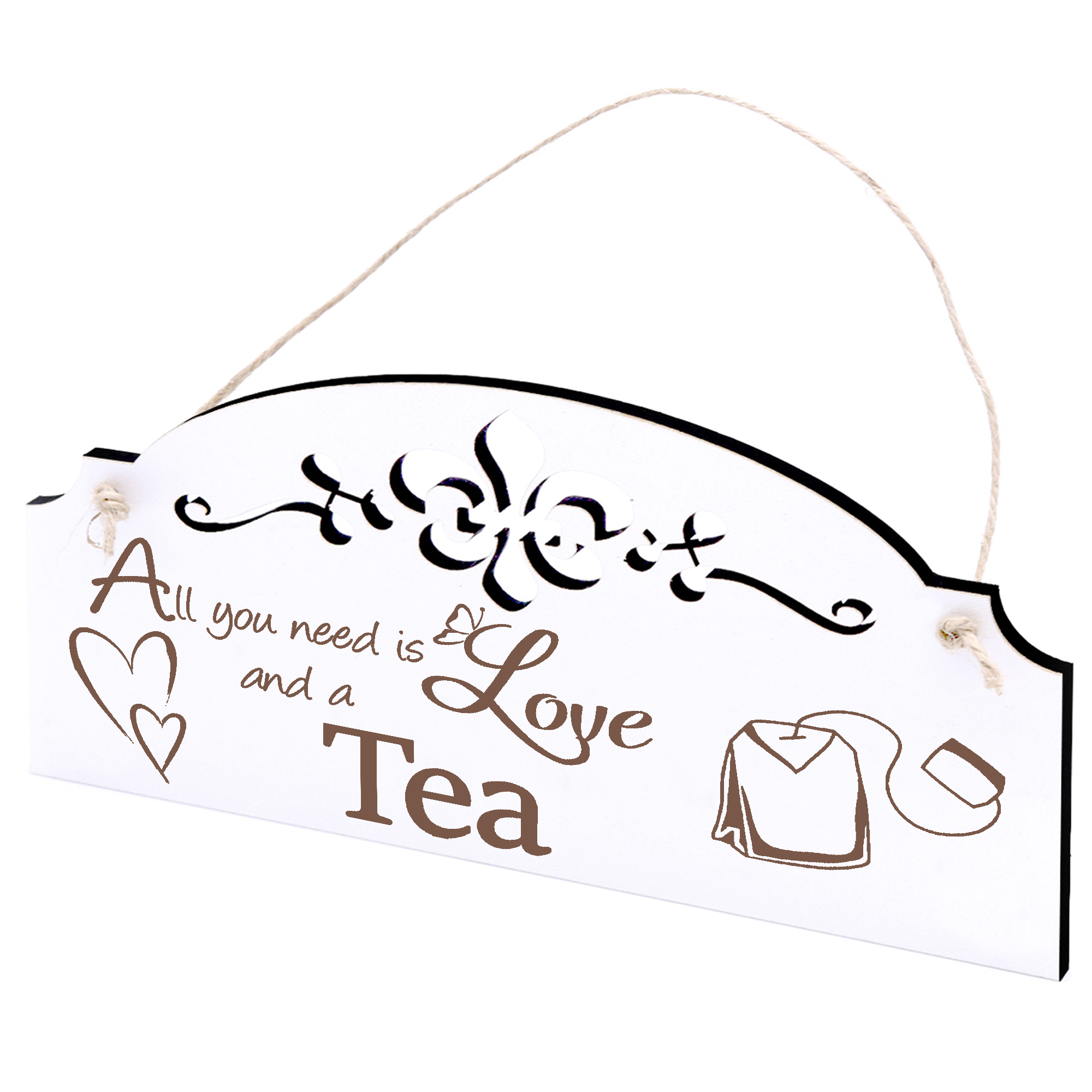Schild Teebeutel Deko 20x10cm - All you need is Love and a Tea - Holz