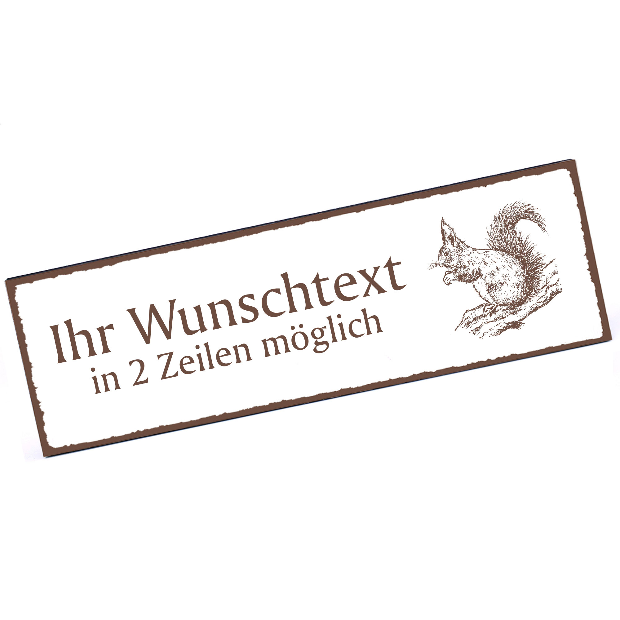 Türschild Eichhörnchen  Namensschild personalisiert mit Gravur - 150mm x 50mm - selbstklebend