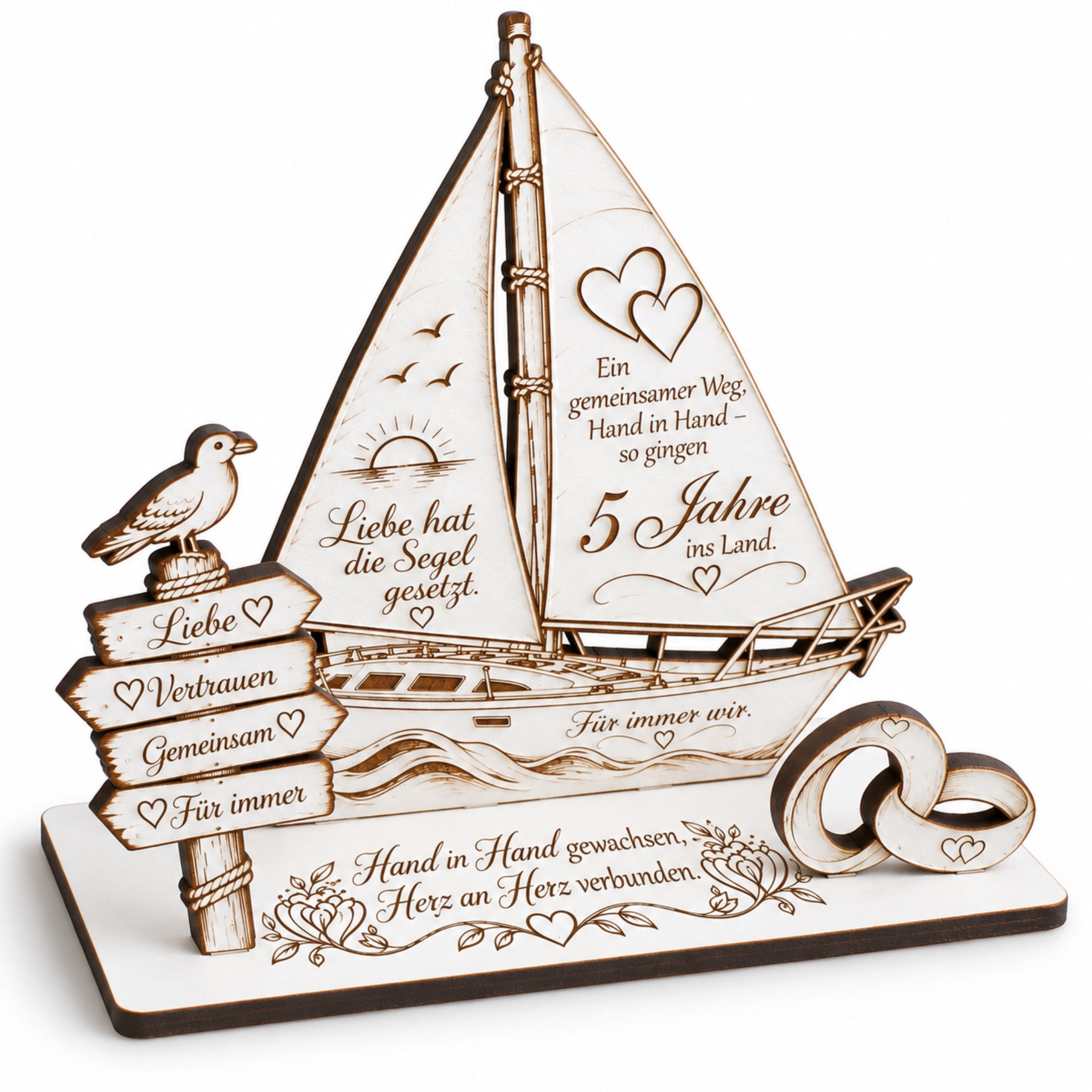 5. Hochzeitstag Geldgeschenk Hölzerne Hochzeit 5 Jahre 14x11cm