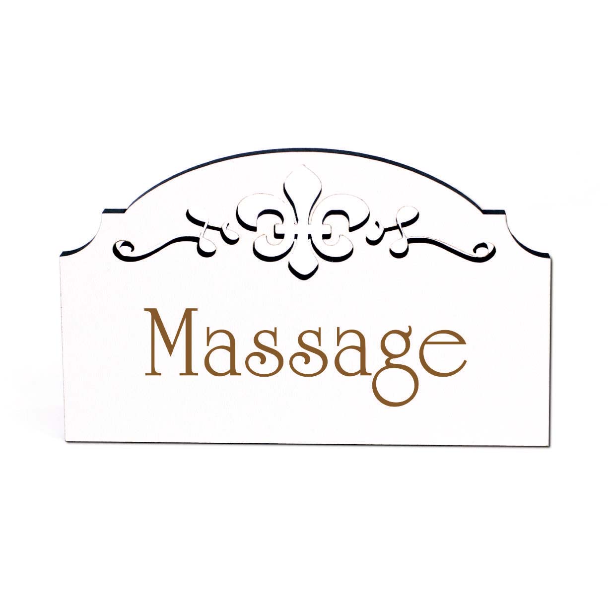 Massage Schild Holz Türschild graviert Ornamente selbstklebend Massagesalon Türdeko 15,5 x 9,5 cm