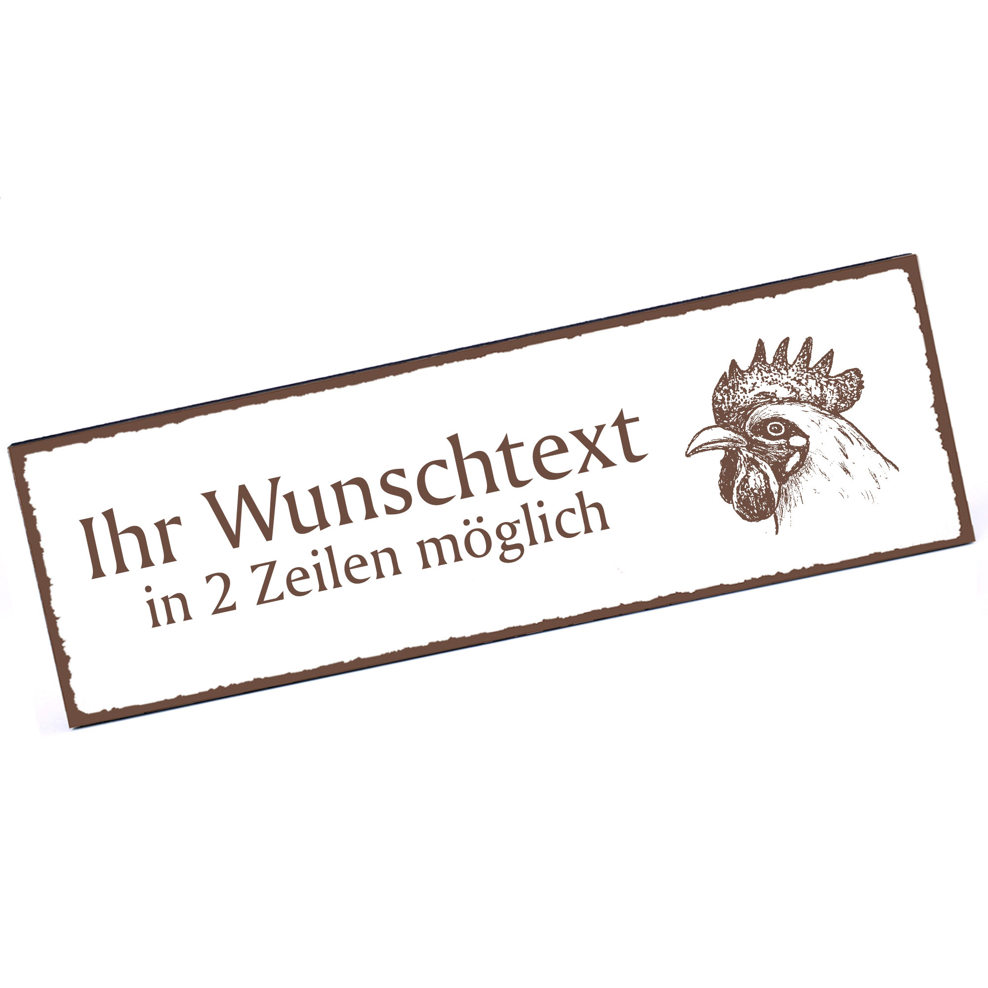 Türschild Hahn  Namensschild personalisiert mit Gravur - 150mm x 50mm - selbstklebend