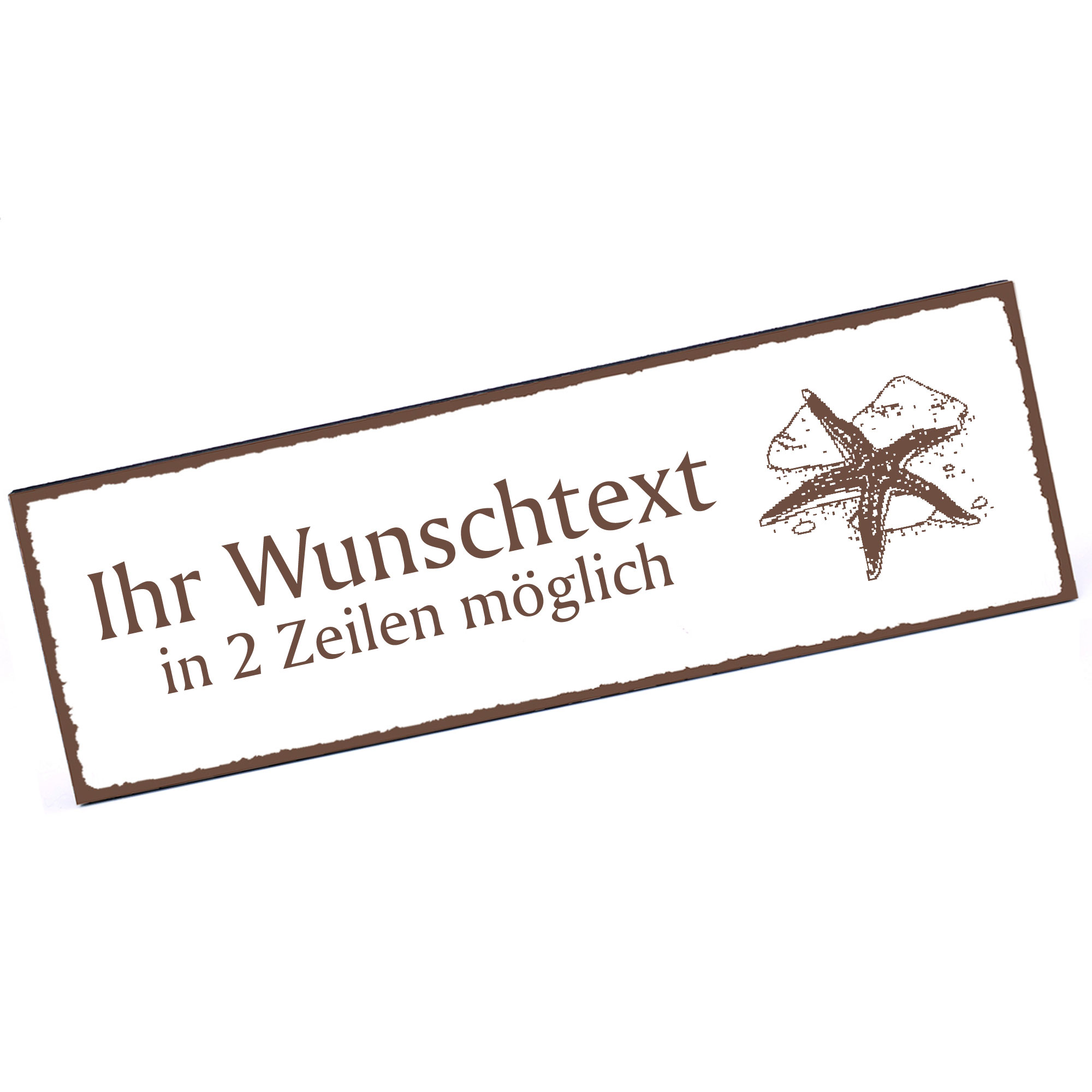 Türschild Seestern  Namensschild personalisiert mit Gravur - 150mm x 50mm - selbstklebend