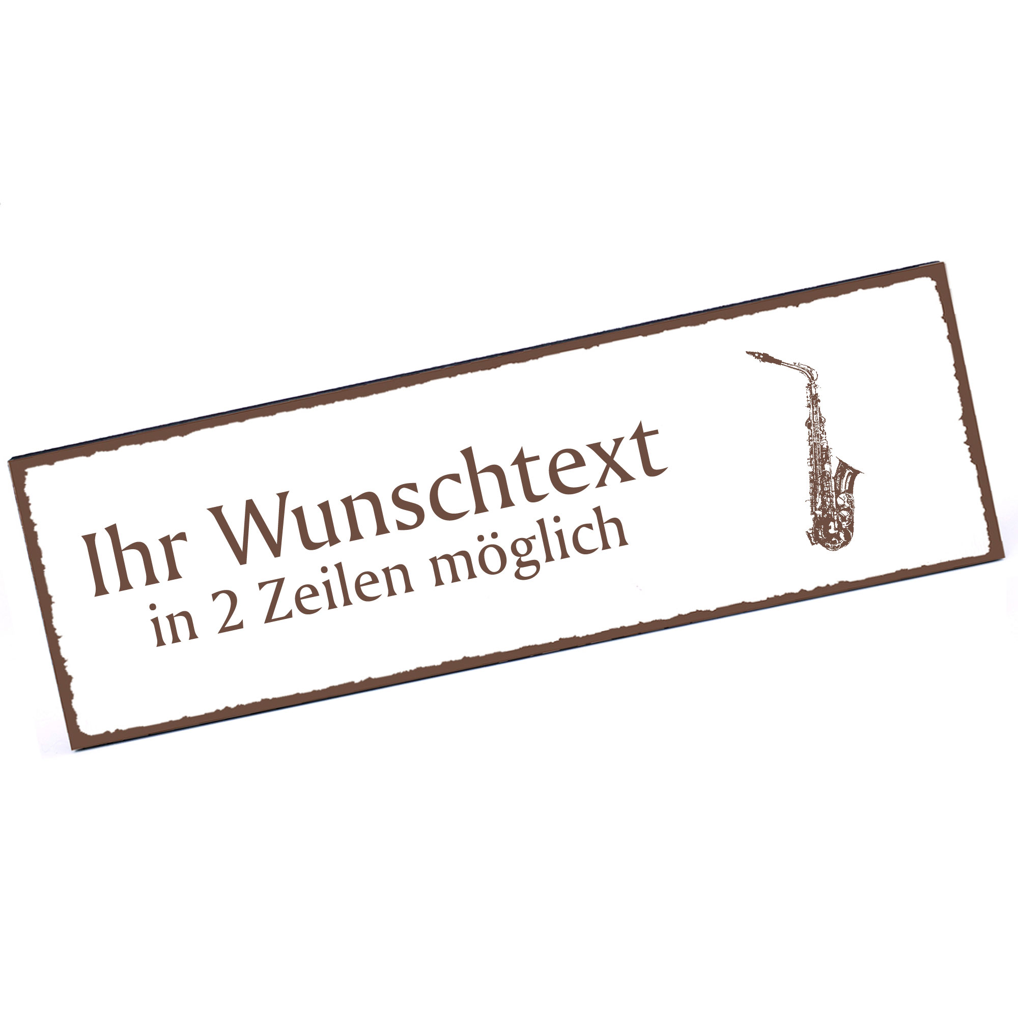 Türschild Saxophon  Namensschild personalisiert mit Gravur - 150mm x 50mm - selbstklebend