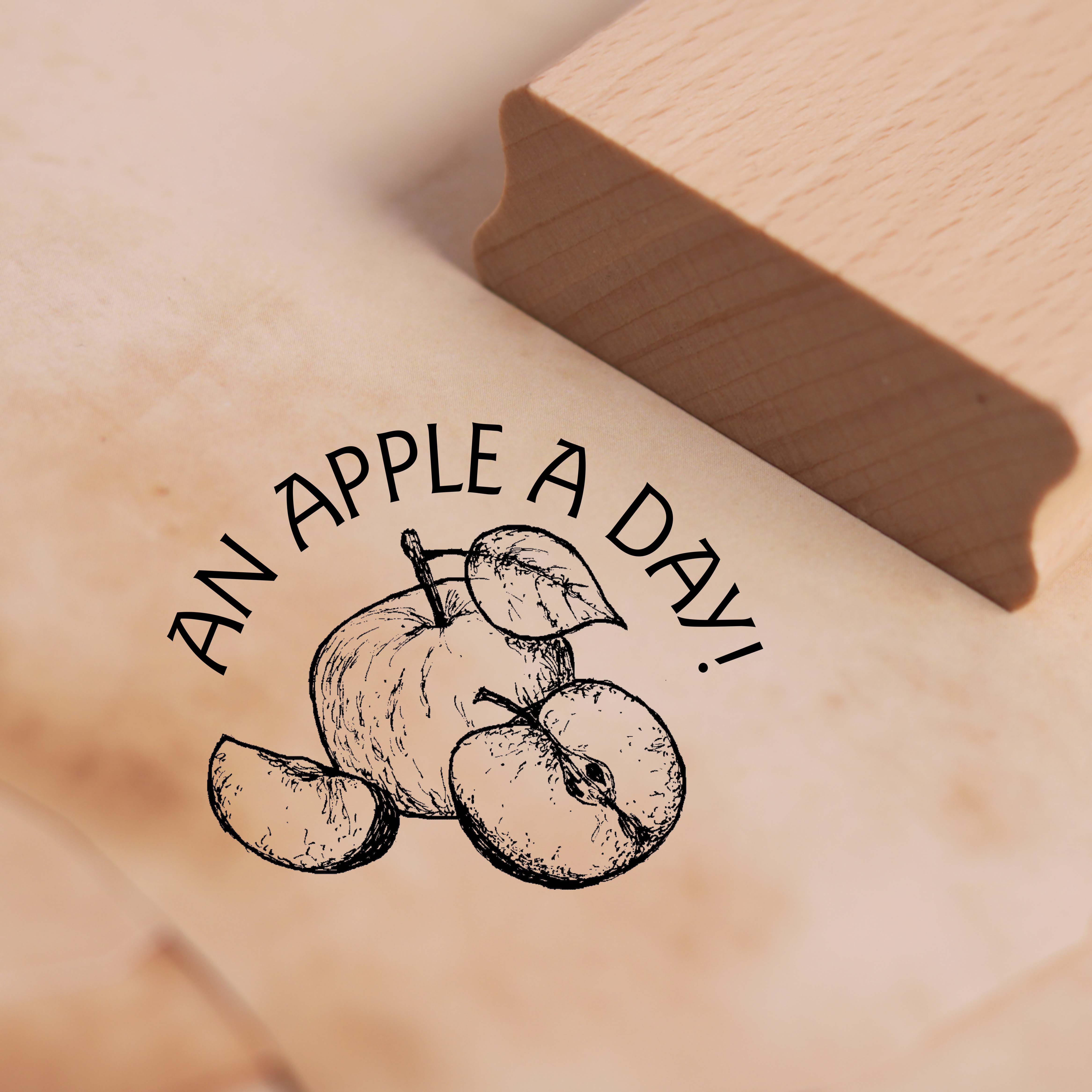 Motivstempel An apple a day Stempel Apfel 48 x 38 mm