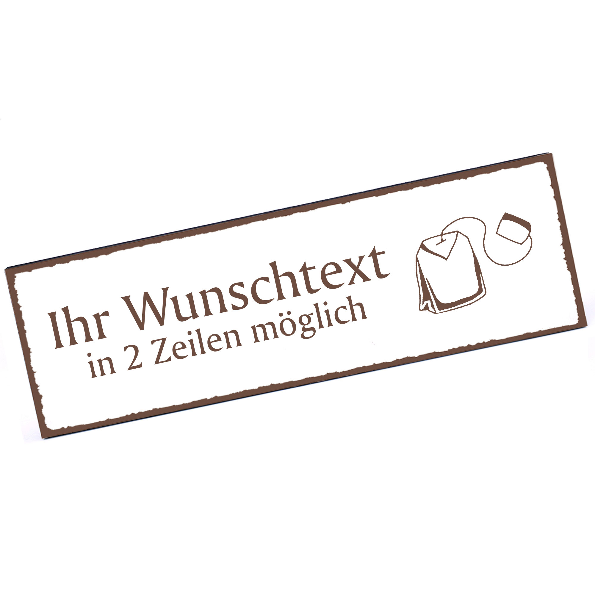 Türschild Teebeutel  Namensschild personalisiert mit Gravur - 150mm x 50mm - selbstklebend