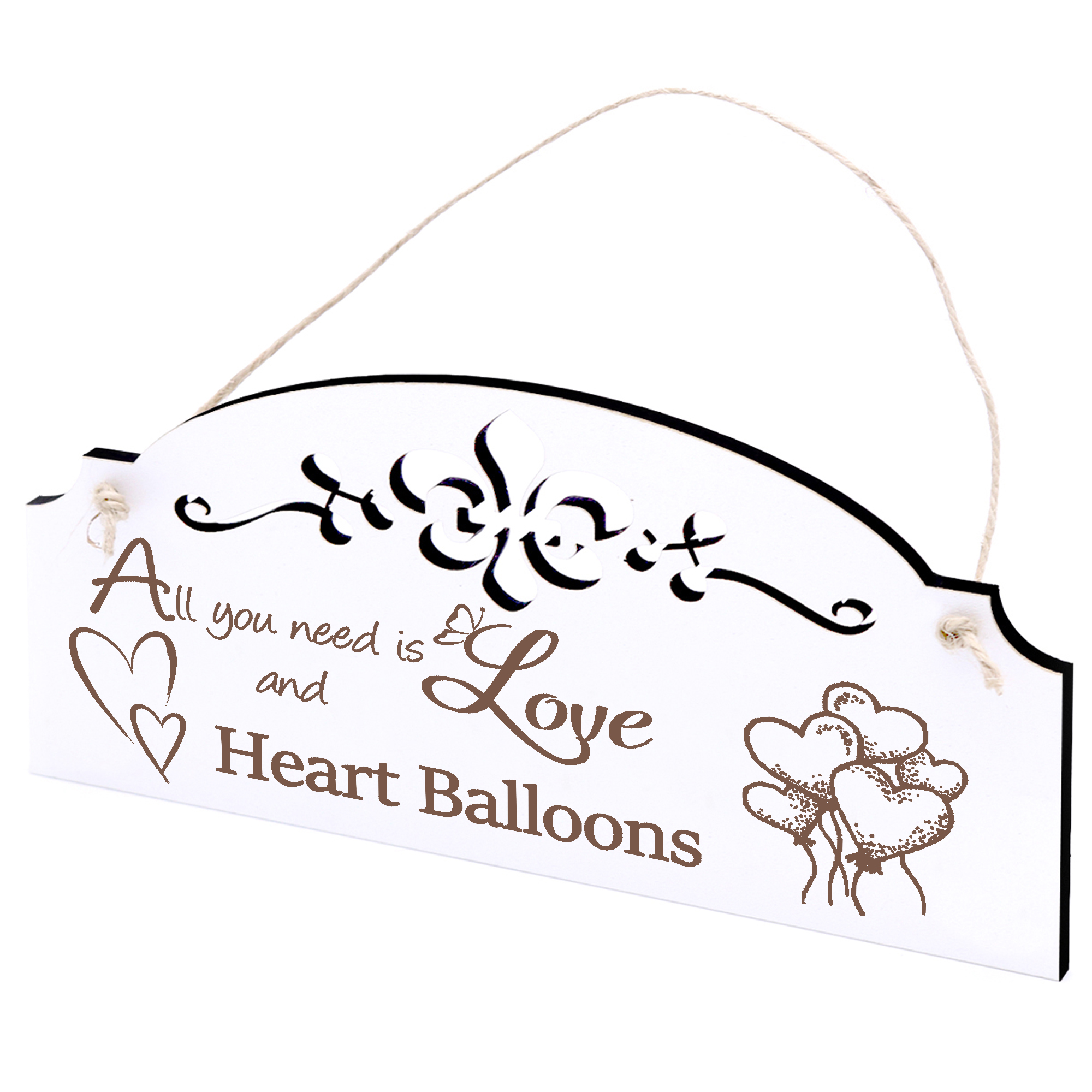 Schild Herzluftballons Deko 20x10cm - All you need is Love and Heart Balloons - Holz