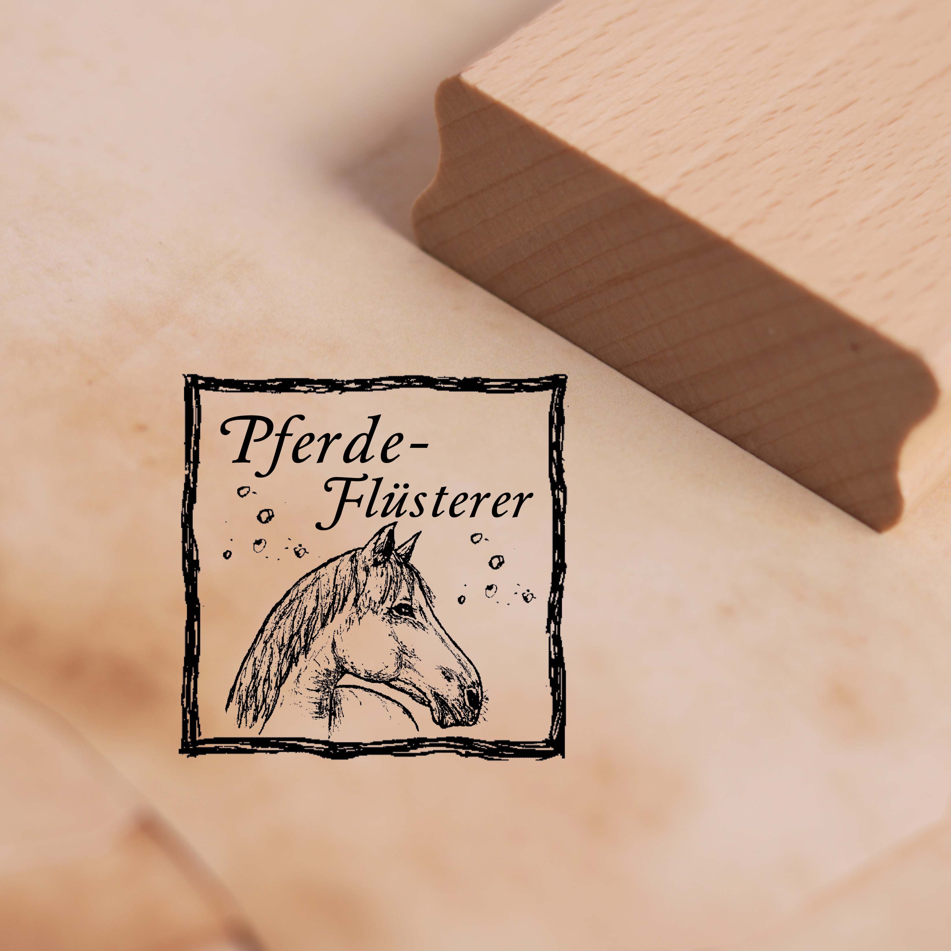 Motivstempel Pferdeflüsterer - Stempel Holzstempel 48 x 48 mm