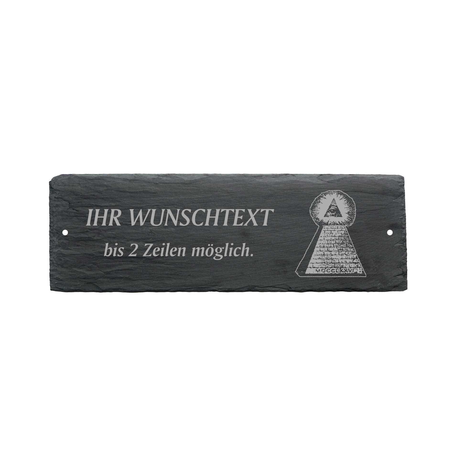 Türschild « FREIMAURER PYRAMIDE » ca. 22 x 8 cm - aus Schiefer