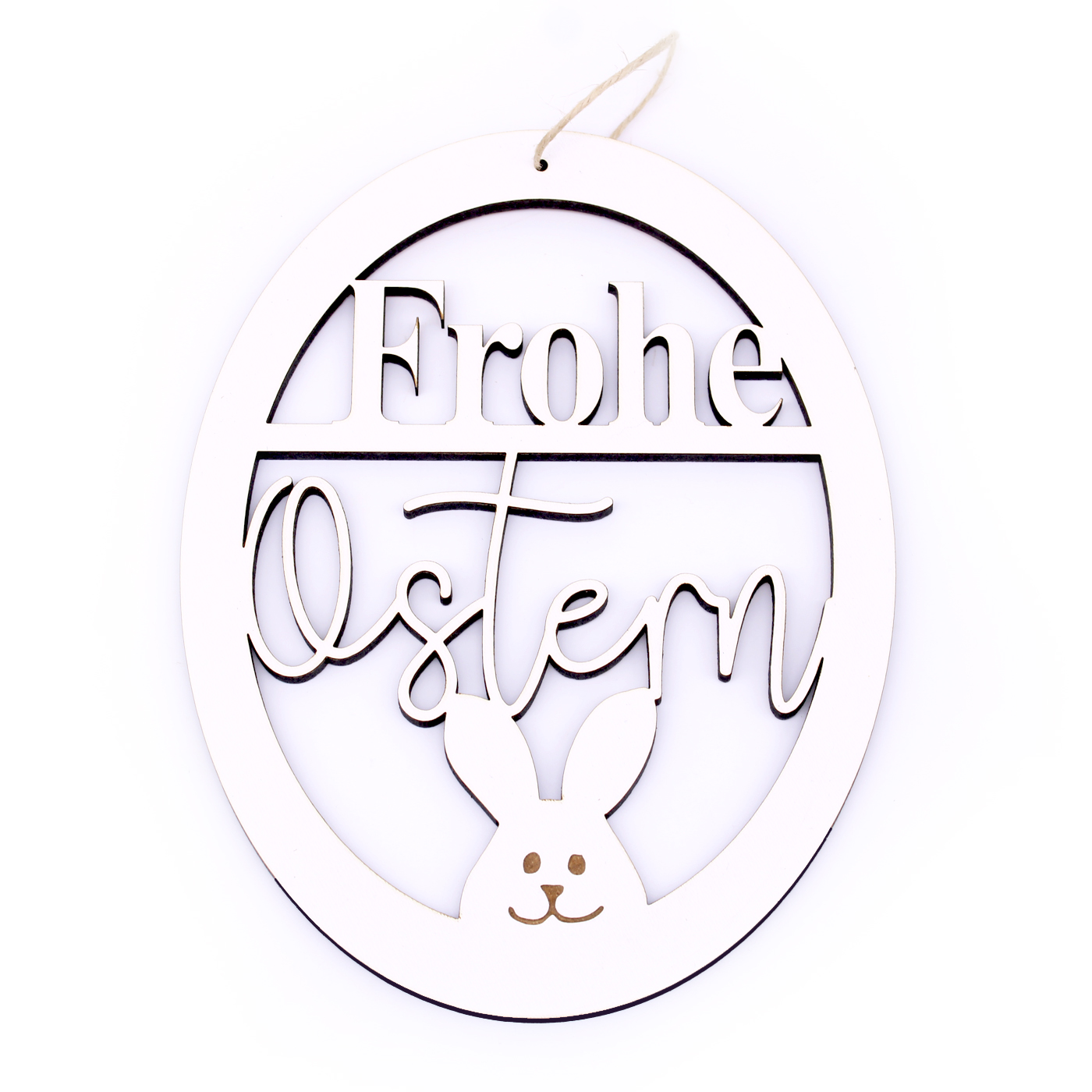 Ostern Schild Frohe Ostern - Osterei Türschild mit Motiv Osterhase - 16 x 22,5 cm