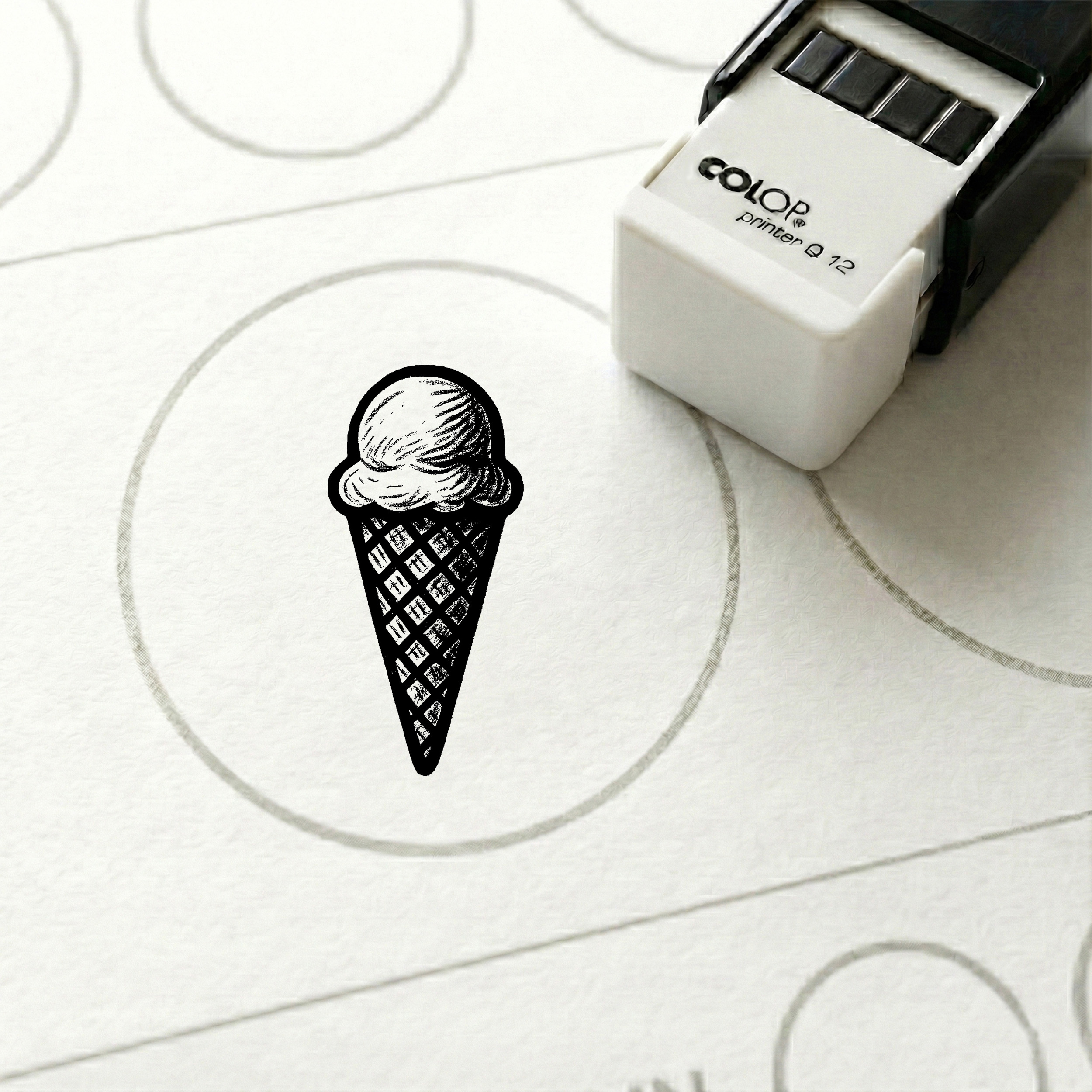 Bonusstempel Eis Eiswaffel 10x10 mm – Bonuskartenstempel für Eisdiele Gelateria Café Dessertshop
