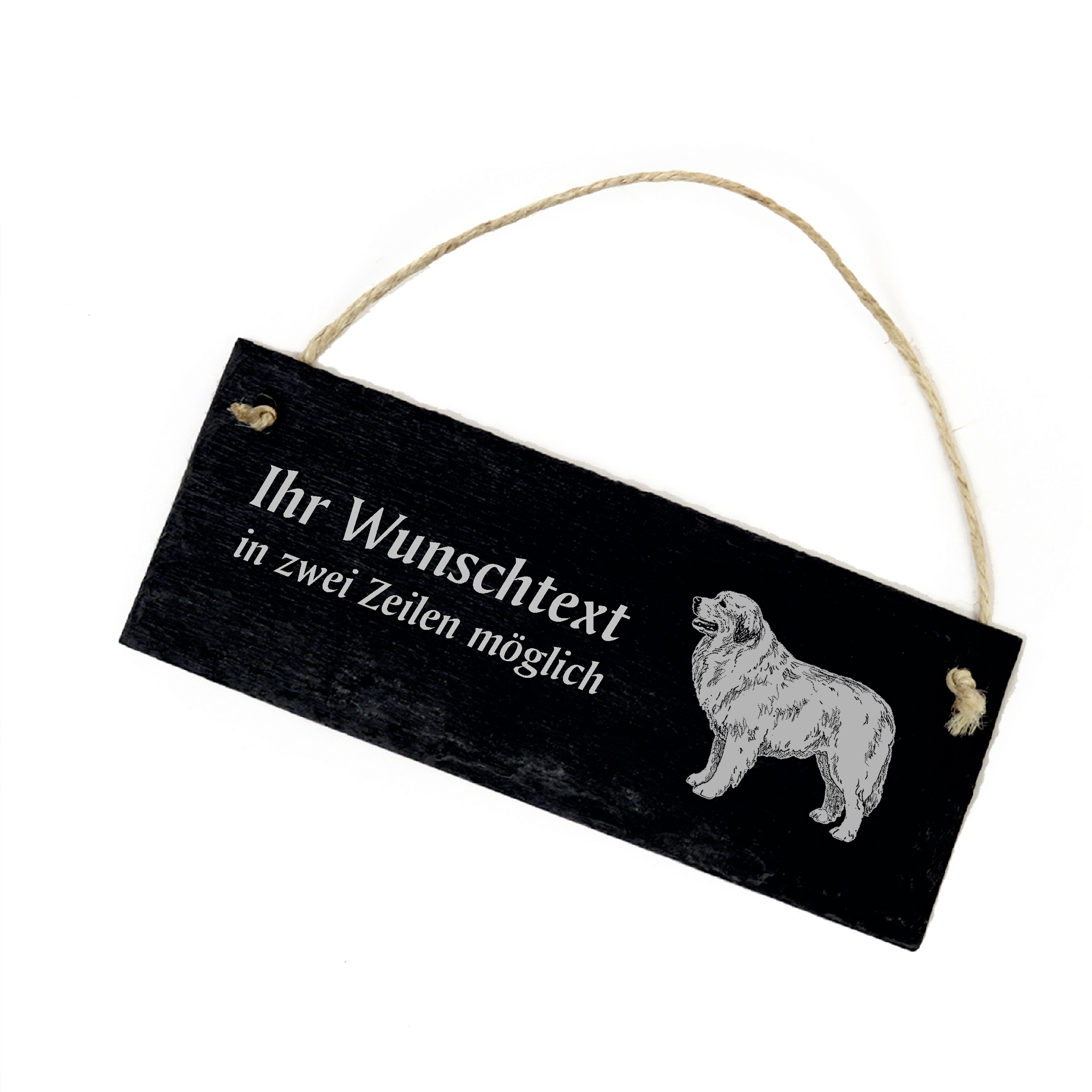 Hundeschild Pyrenaeenberghund Türschild  Schiefer - personalisiert - 22cm x 8cm