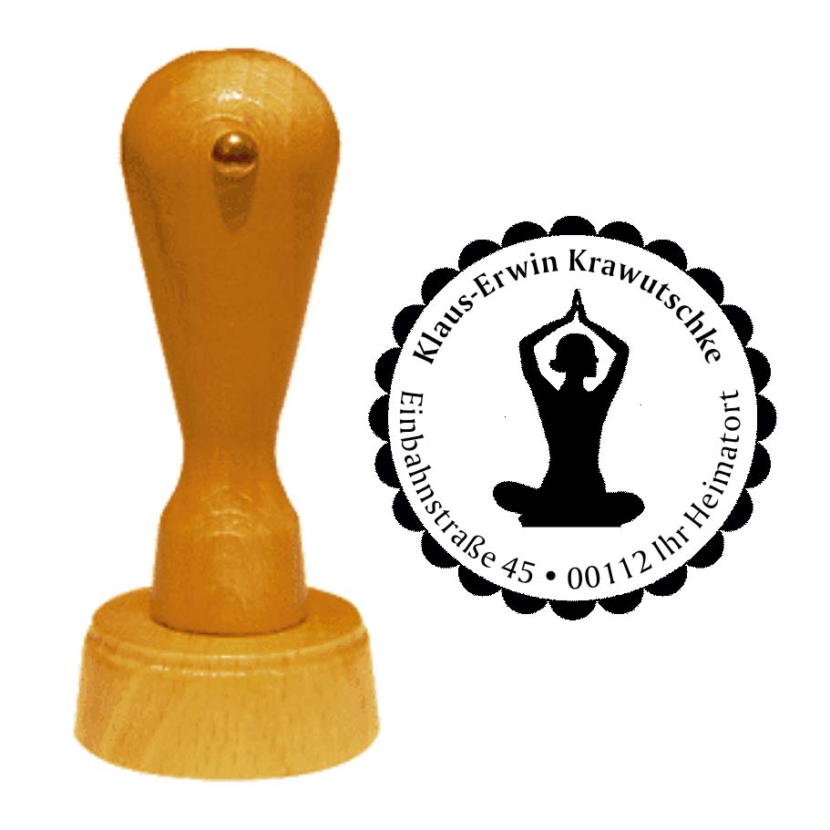 Adressenstempel « YOGA FRAU » mit persönlichem Wunschtext