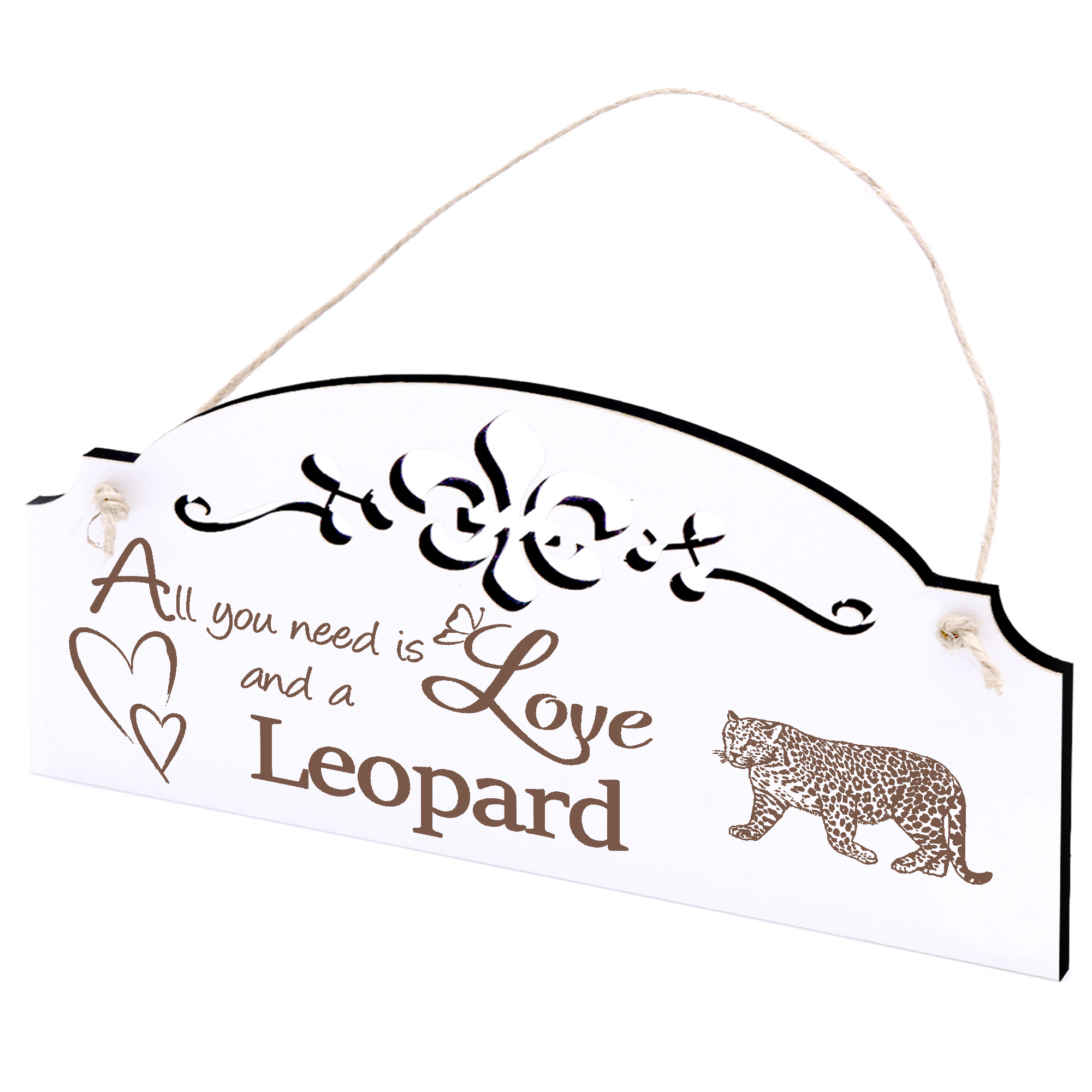Schild Leopard Deko 20x10cm - All you need is Love and a Leopard - Holz