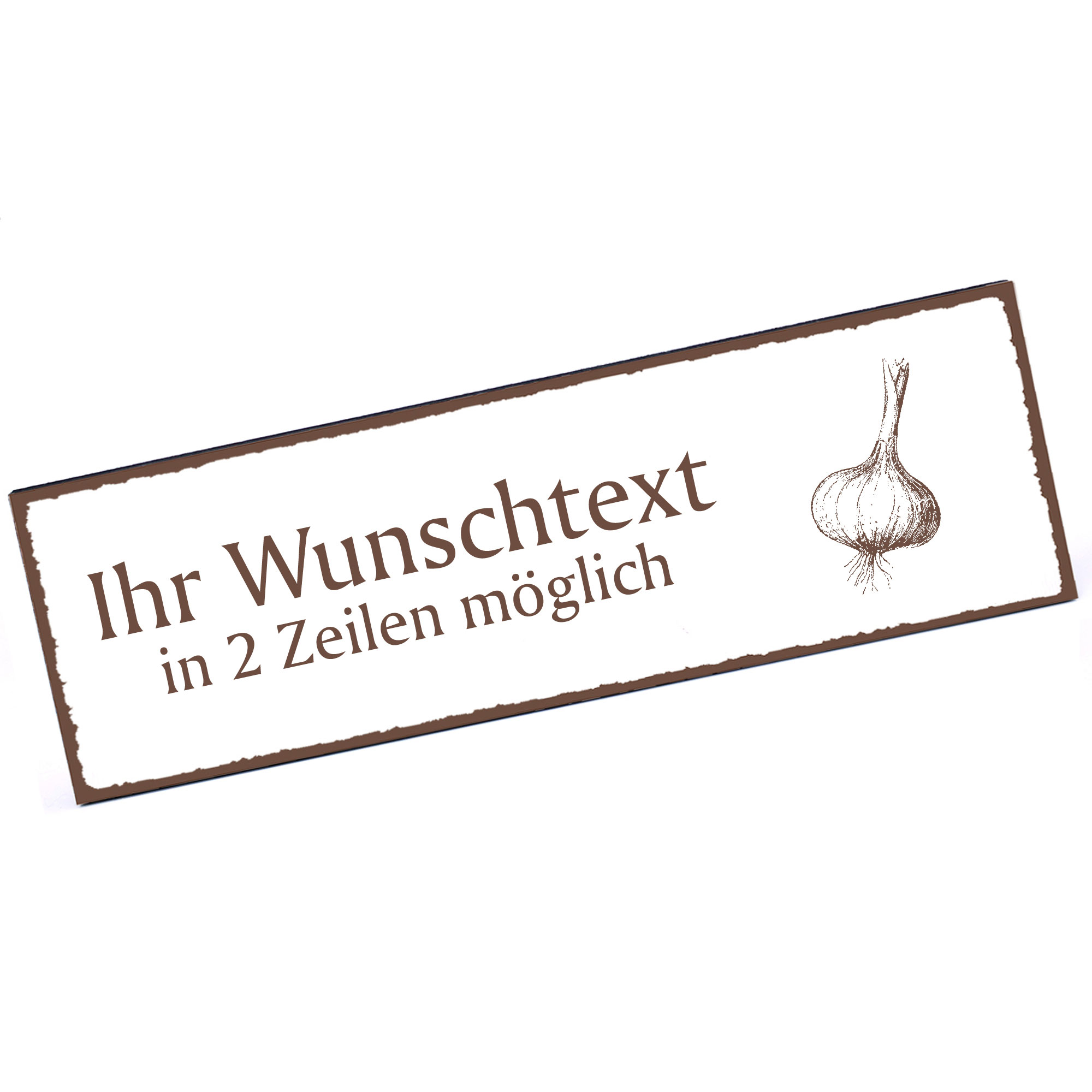 Türschild Knoblauch  Namensschild personalisiert mit Gravur - 150mm x 50mm - selbstklebend