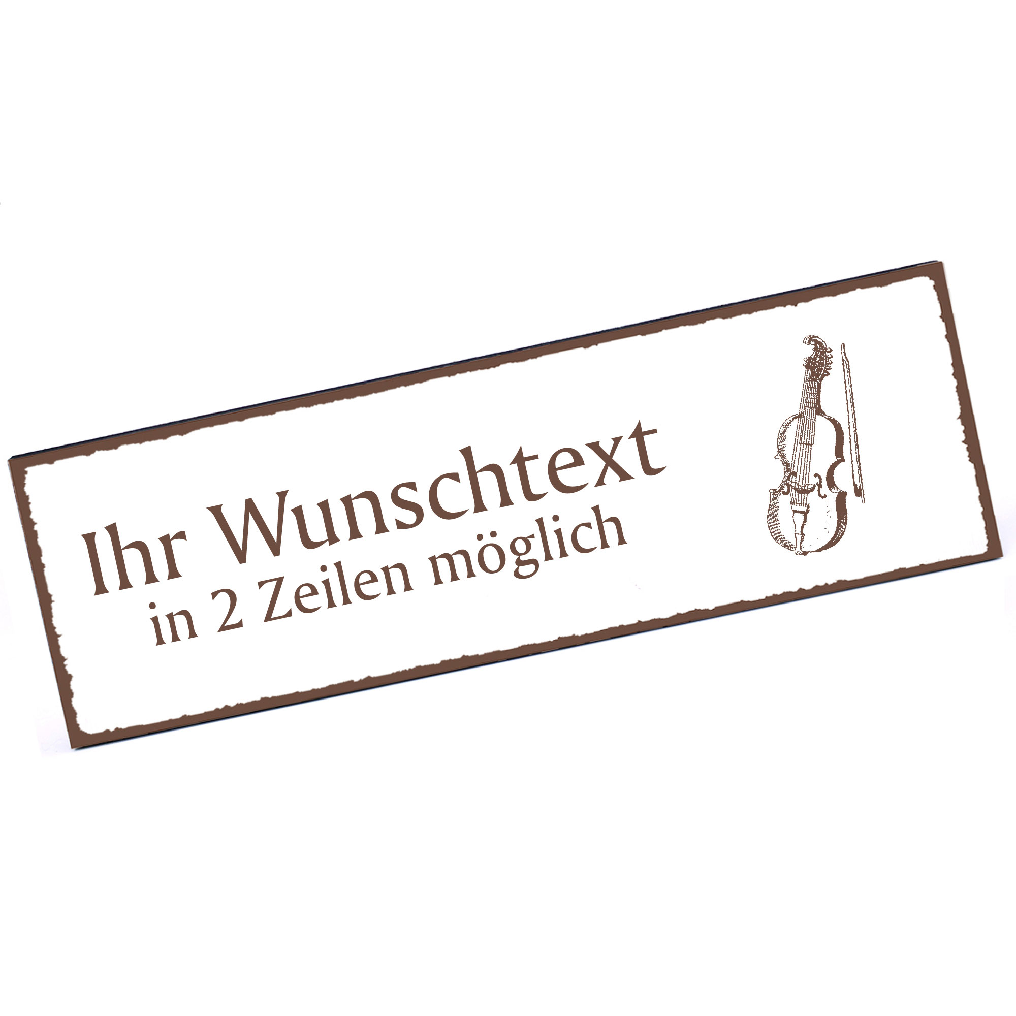 Türschild Geige  Namensschild personalisiert mit Gravur - 150mm x 50mm - selbstklebend