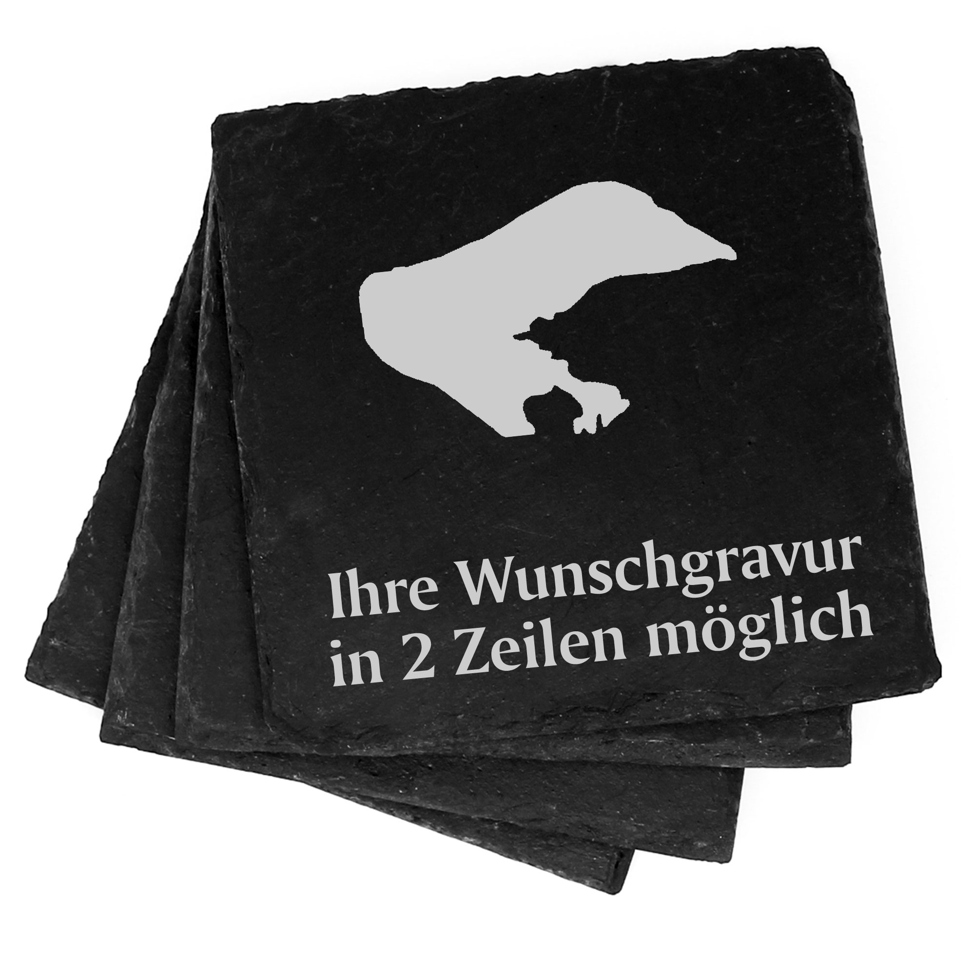 4x Insel Borkum Deko Schiefer Untersetzer Wunschgravur Set - 11 x 11 cm