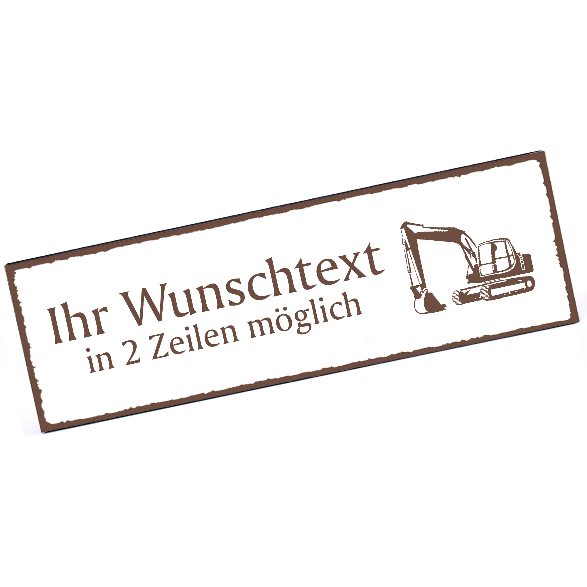Türschild Bagger  Namensschild personalisiert mit Gravur - 150mm x 50mm - selbstklebend