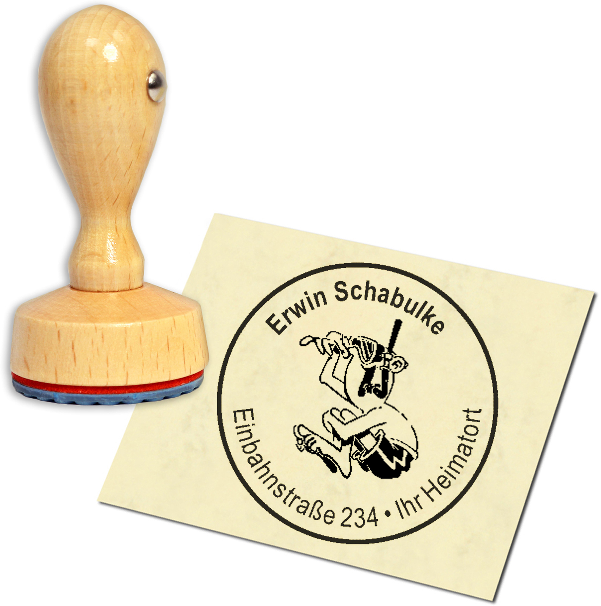 Stempel Adressstempel Holzstempel - Schnorcheln - rund 40mm