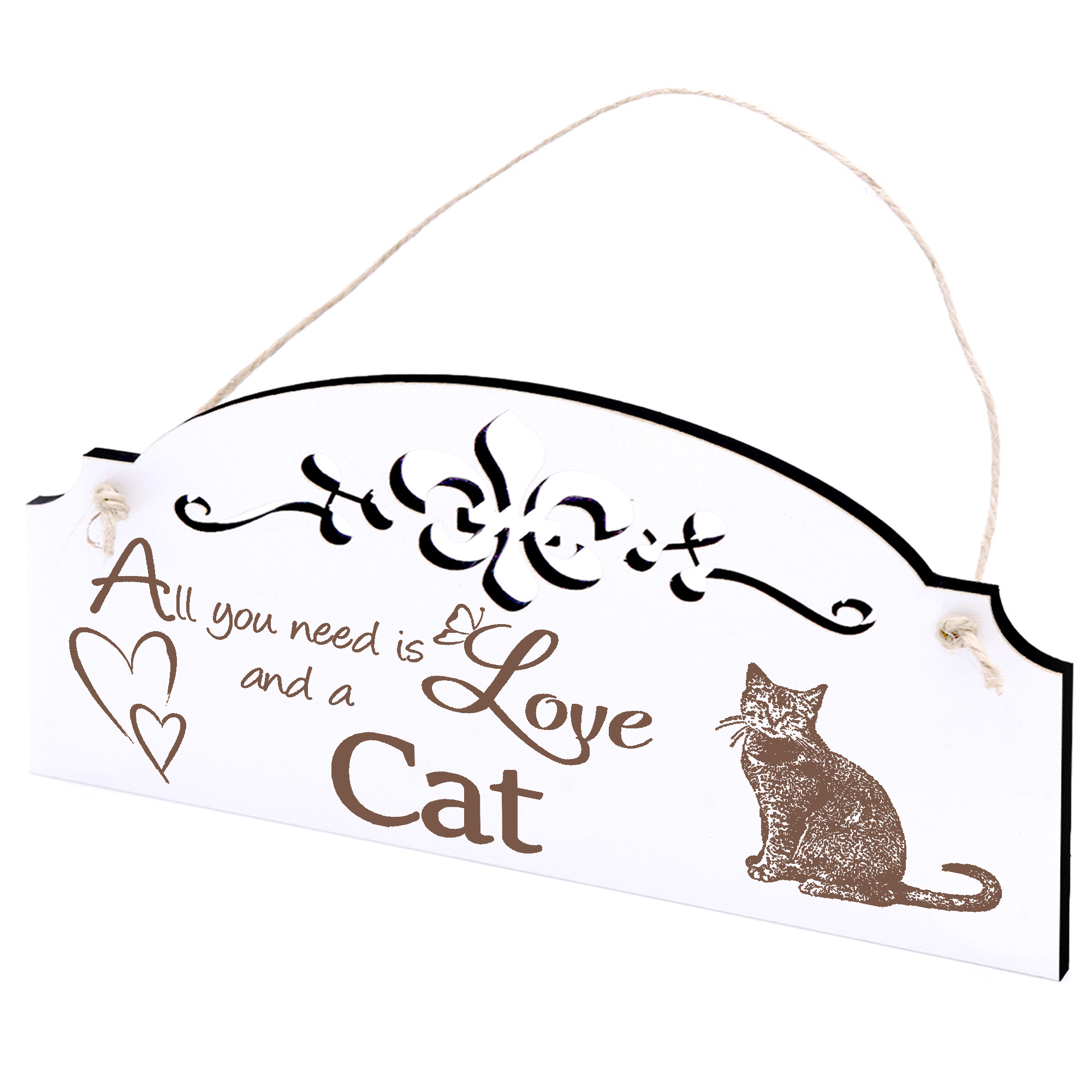 Schild Hauskatze Deko 20x10cm - All you need is Love and a Cat - Holz