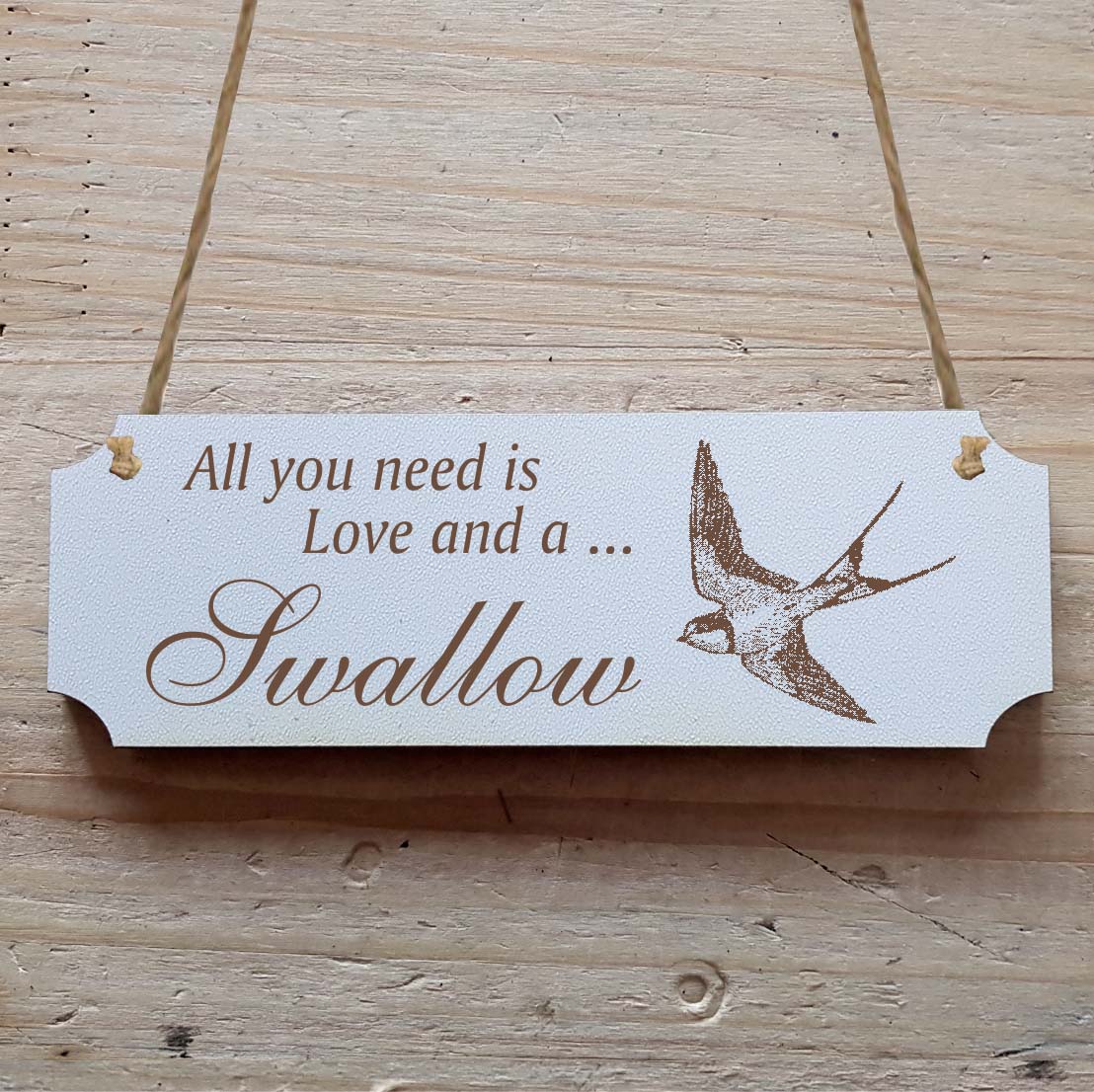 Dekoschild « All you need is Love and a Swallow » Schwalbe