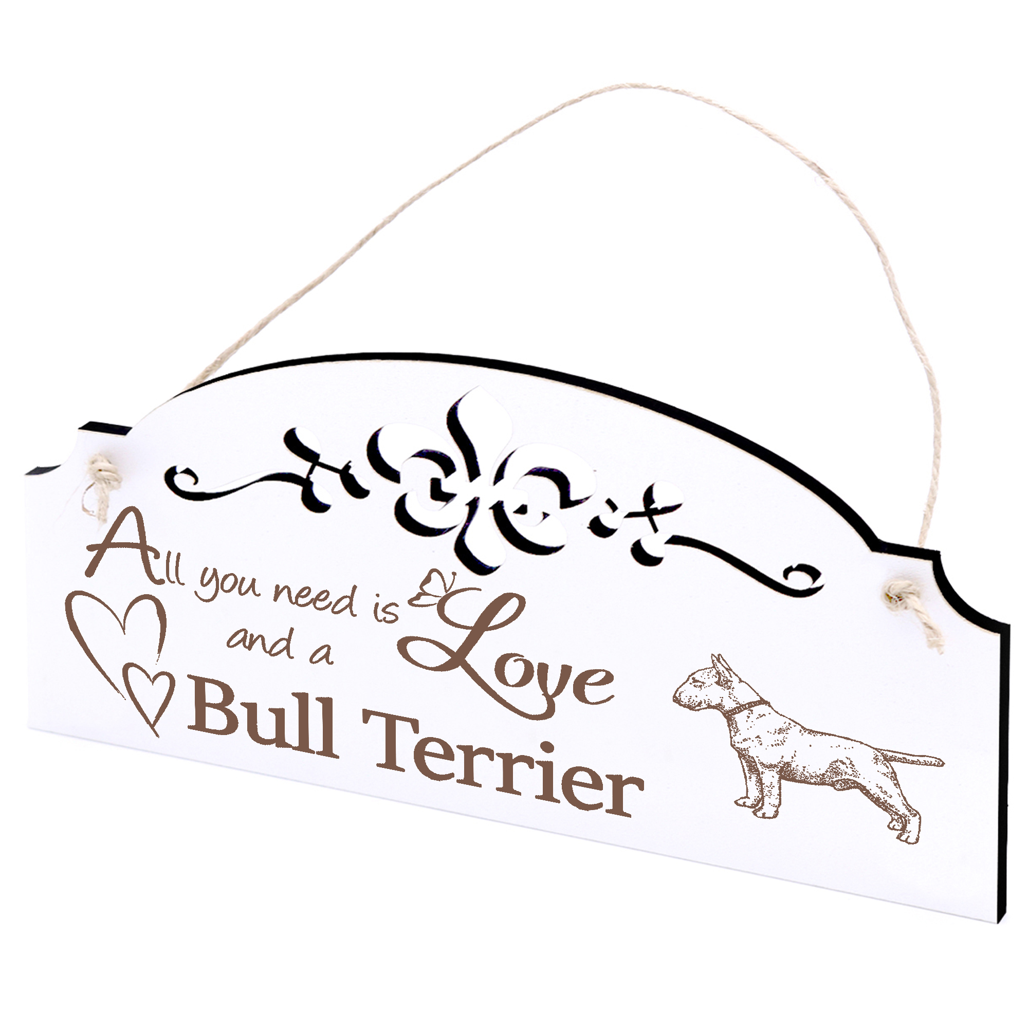 Schild Bullterrier Deko 20x10cm - All you need is Love and a Bull Terrier - Holz