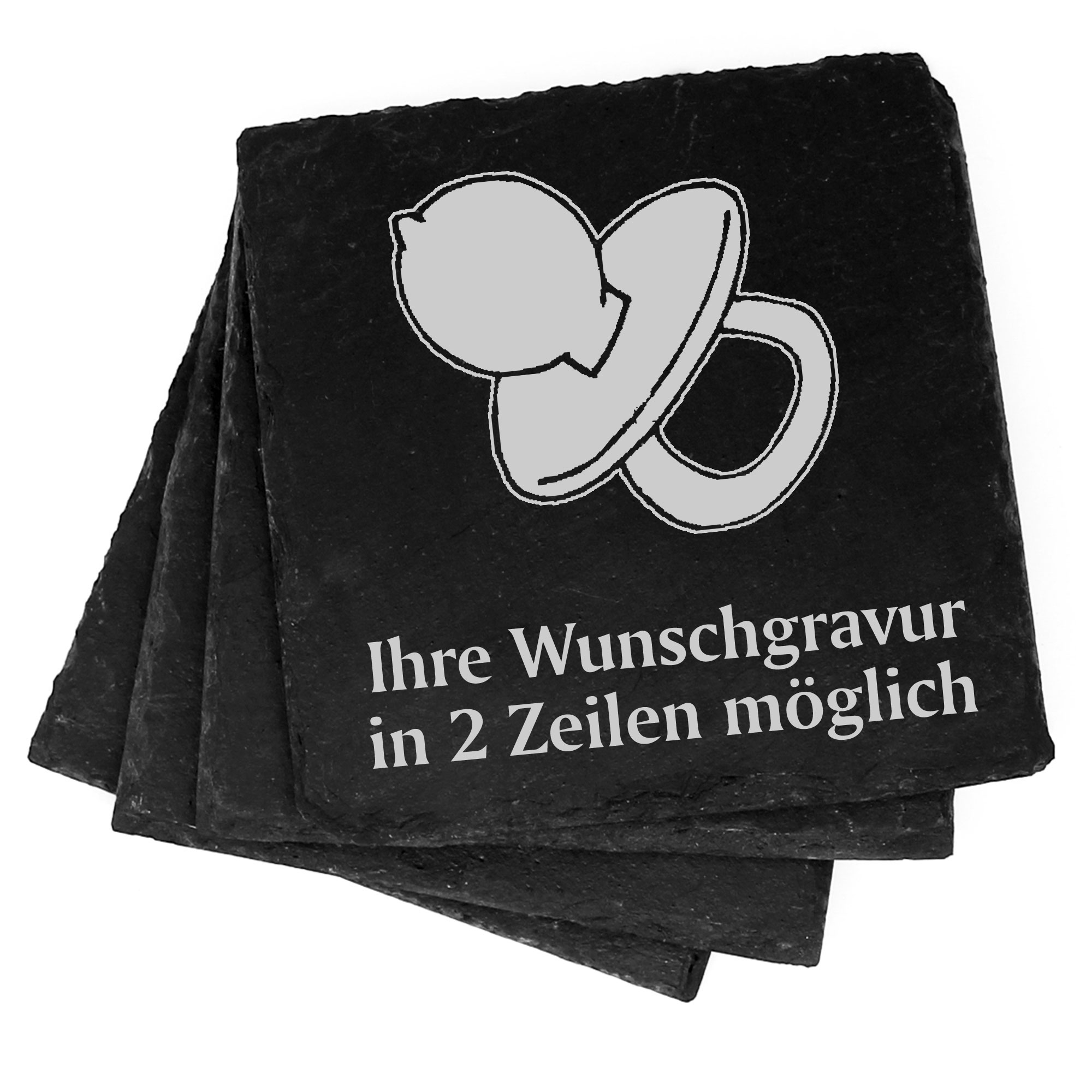 4x Nuckel Deko Schiefer Untersetzer Wunschgravur Set - 11 x 11 cm