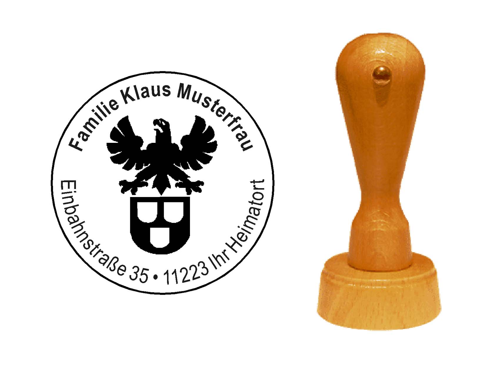 « Malerzunft » Holzstempel mit persönlichem Wunschtext