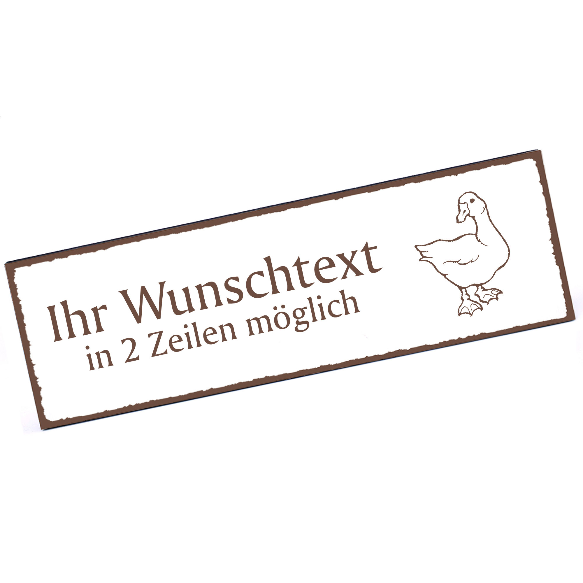 Türschild Gans  Namensschild personalisiert mit Gravur - 150mm x 50mm - selbstklebend