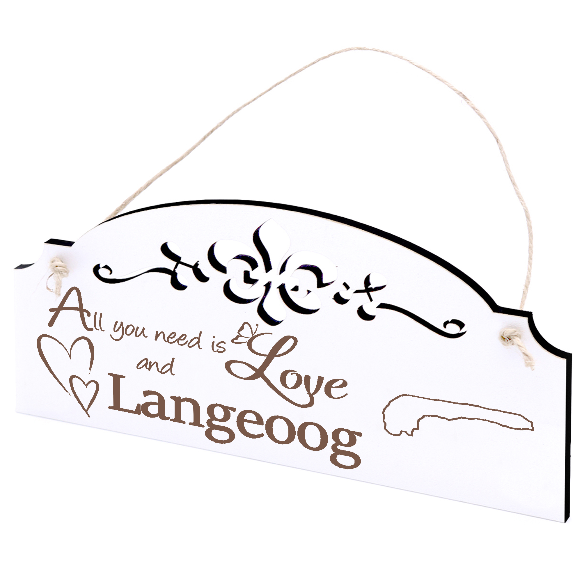 Schild Insel Langeoog Deko 20x10cm - All you need is Love and Langeoog - Holz