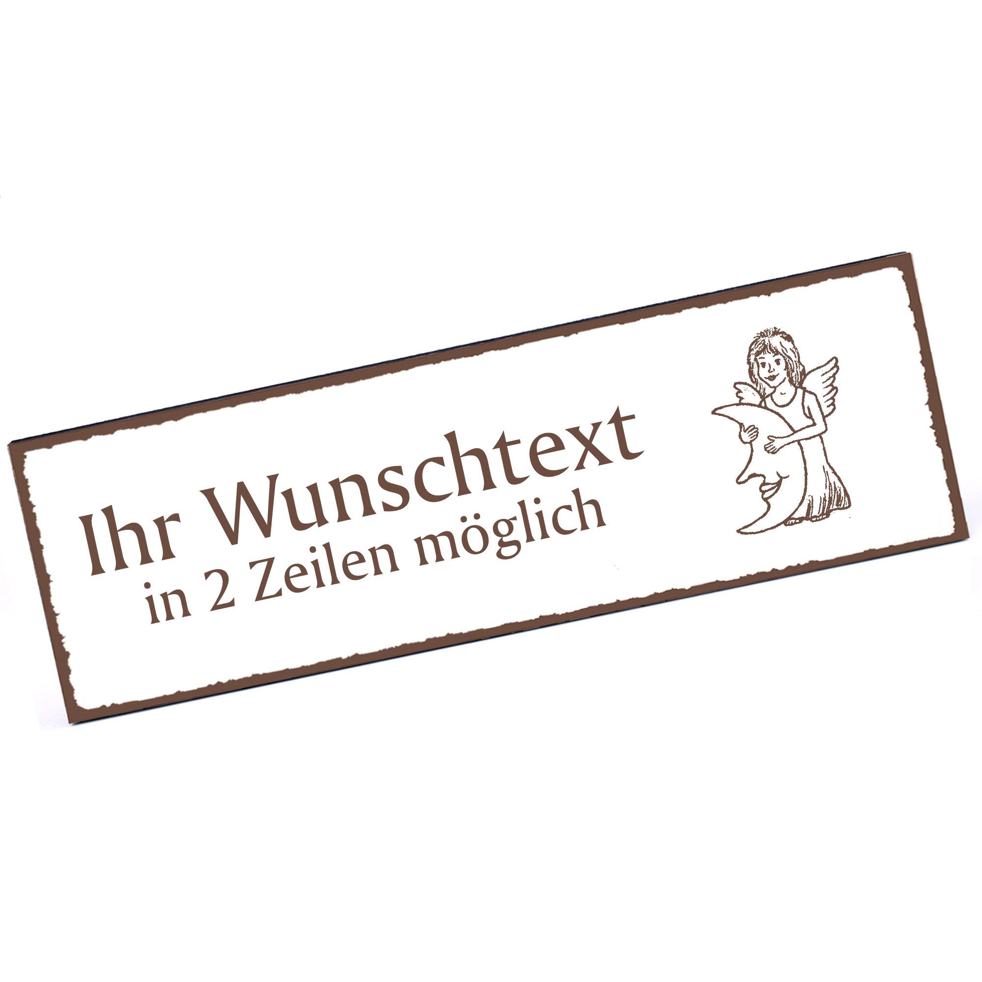 Türschild Elfe mit Mond  Namensschild personalisiert mit Gravur - 150mm x 50mm - selbstklebend
