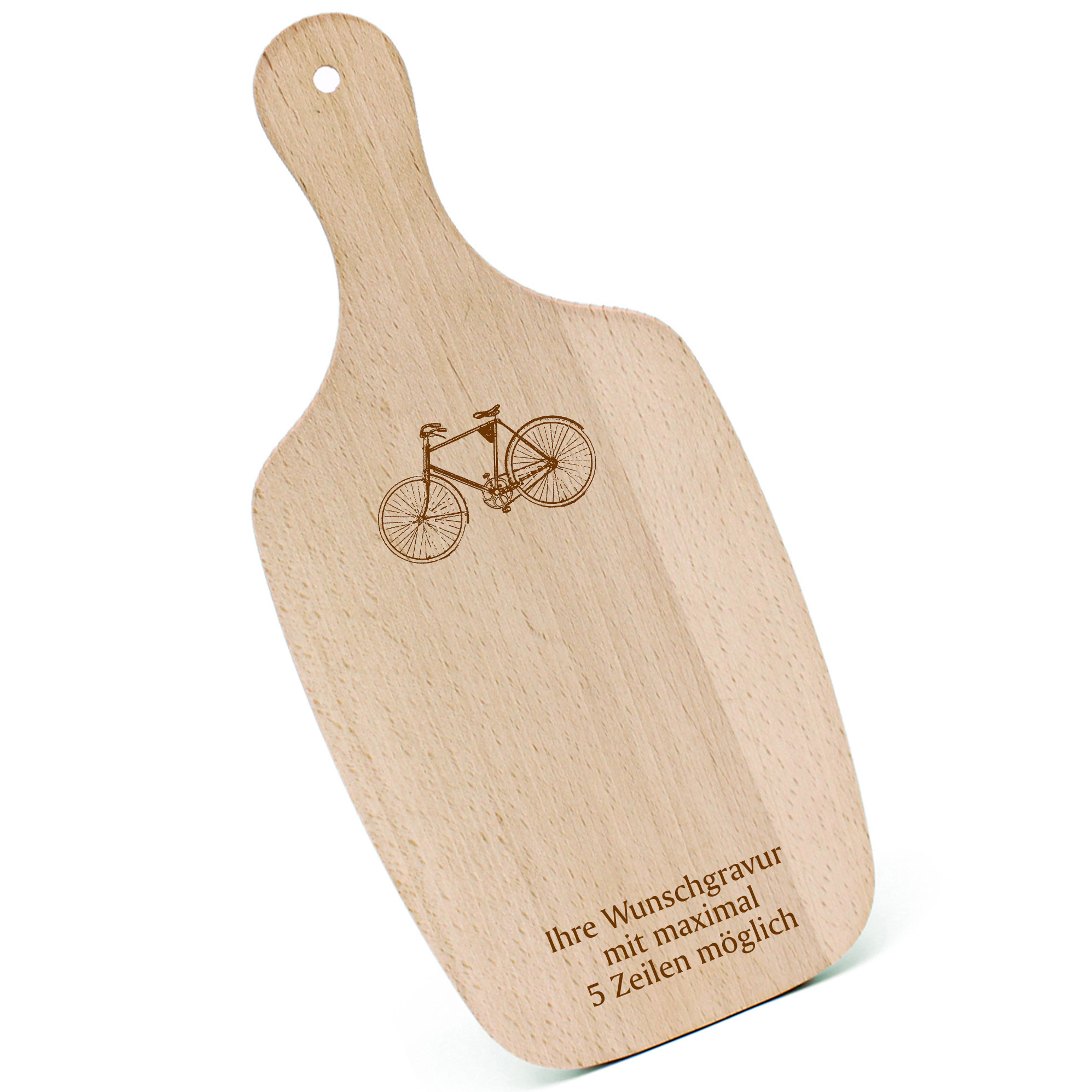 Schneidebrett Frühstücksbrettchen - Fahrrad - mit Griff 330x150mm