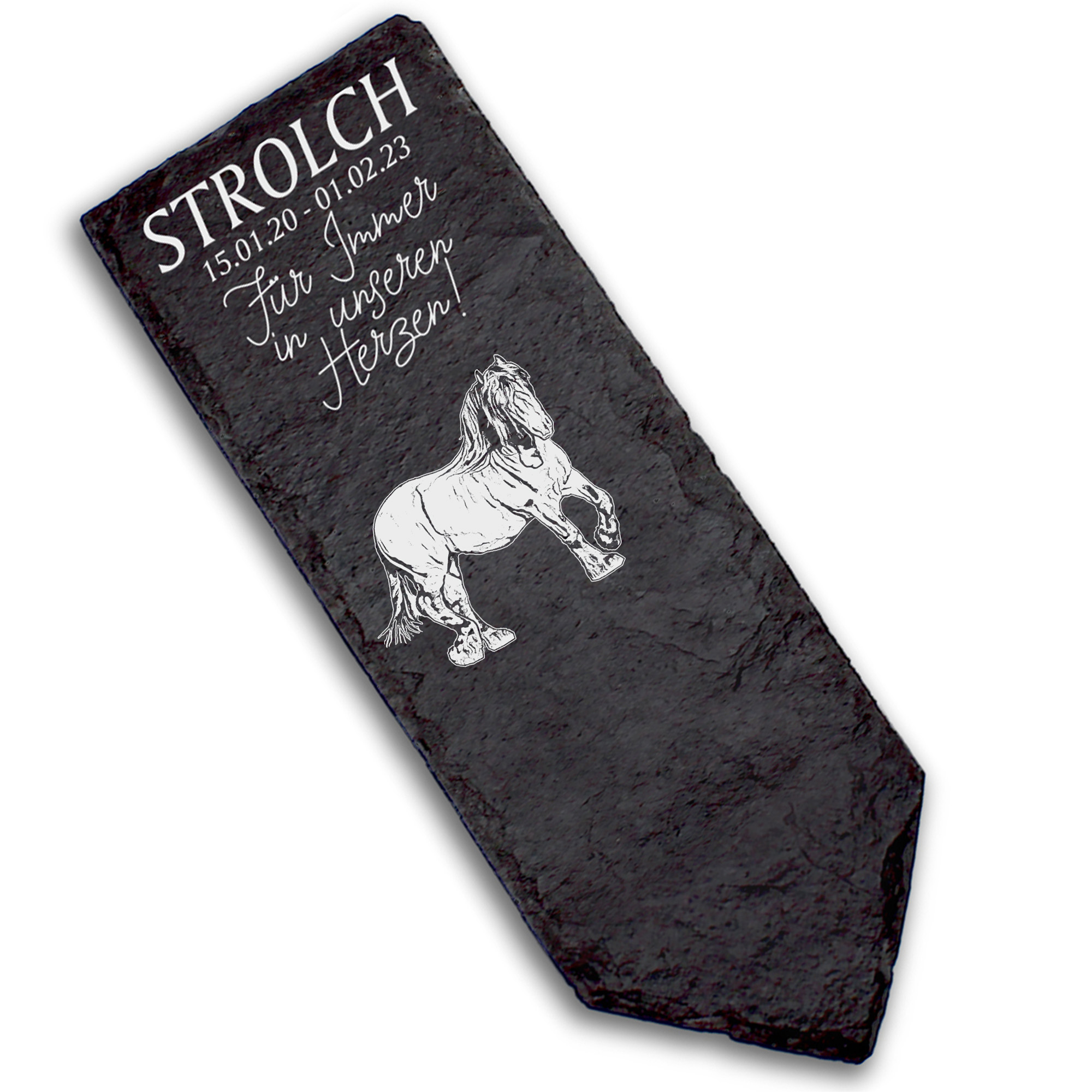 Grabstecker Grabschmuck Grabstein - Ardenner Pferd - Personalisiert Grab Deko 8 x 22 cm Grabdekorati