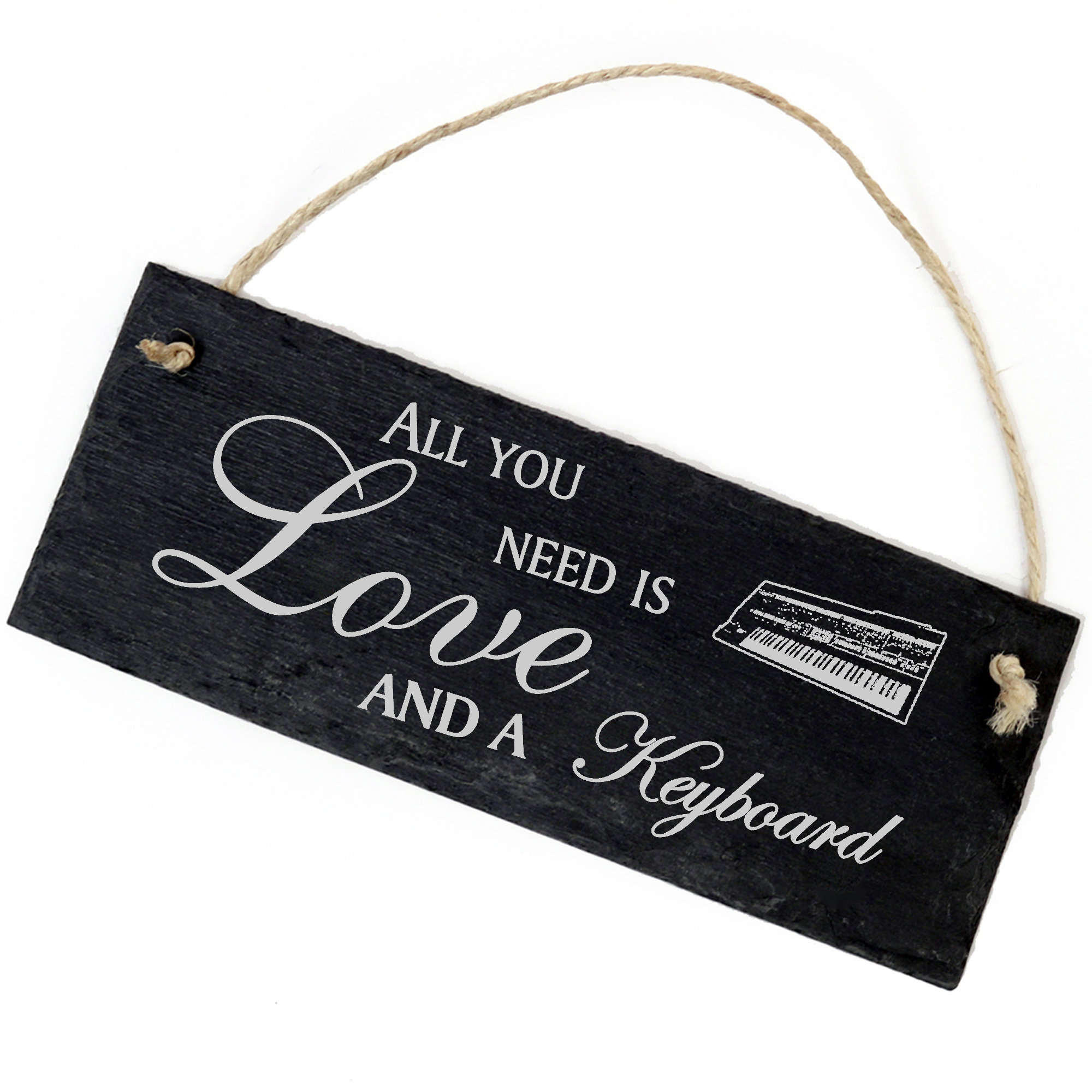 Schiefertafel Deko Keyboard Schild 22 x 8 cm - All you need is Love and a Keyboard