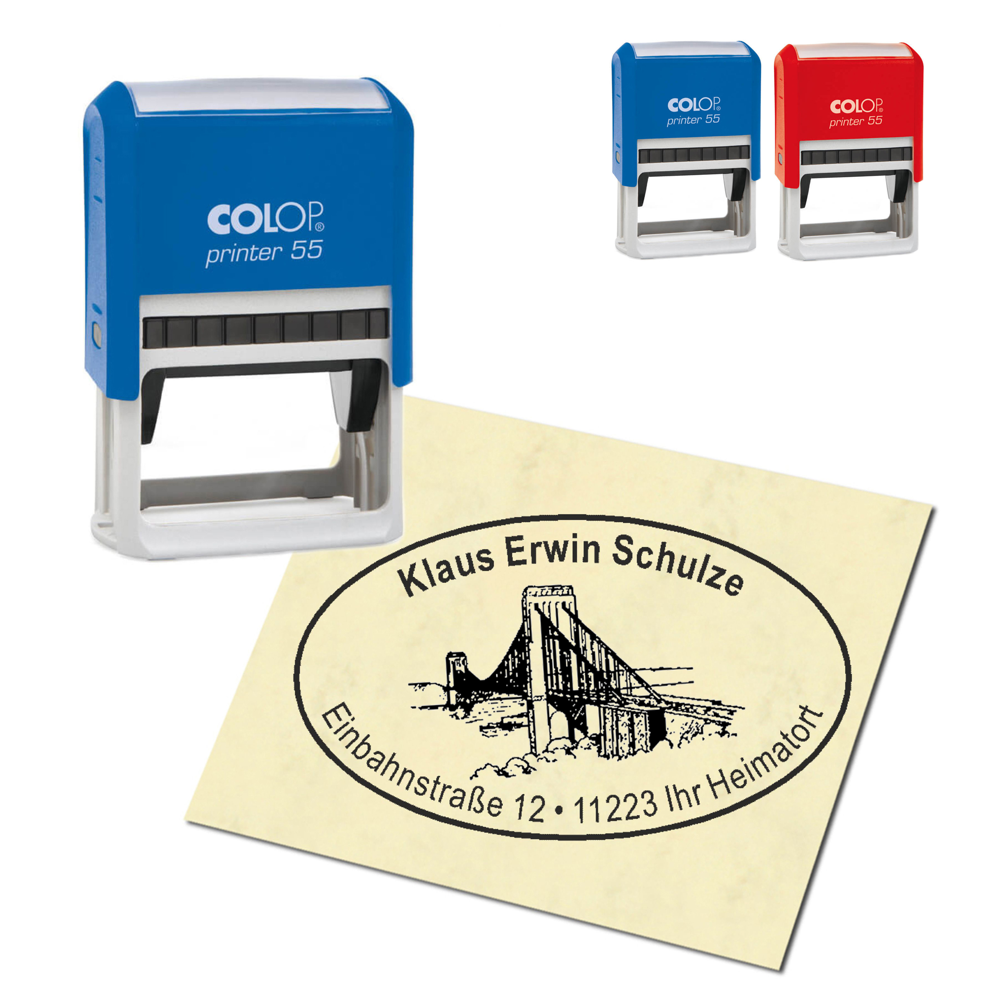 Adressstempel personalisiert Stempel - Golden Gate Bridge San Francisco - oval 59 x 39 mm