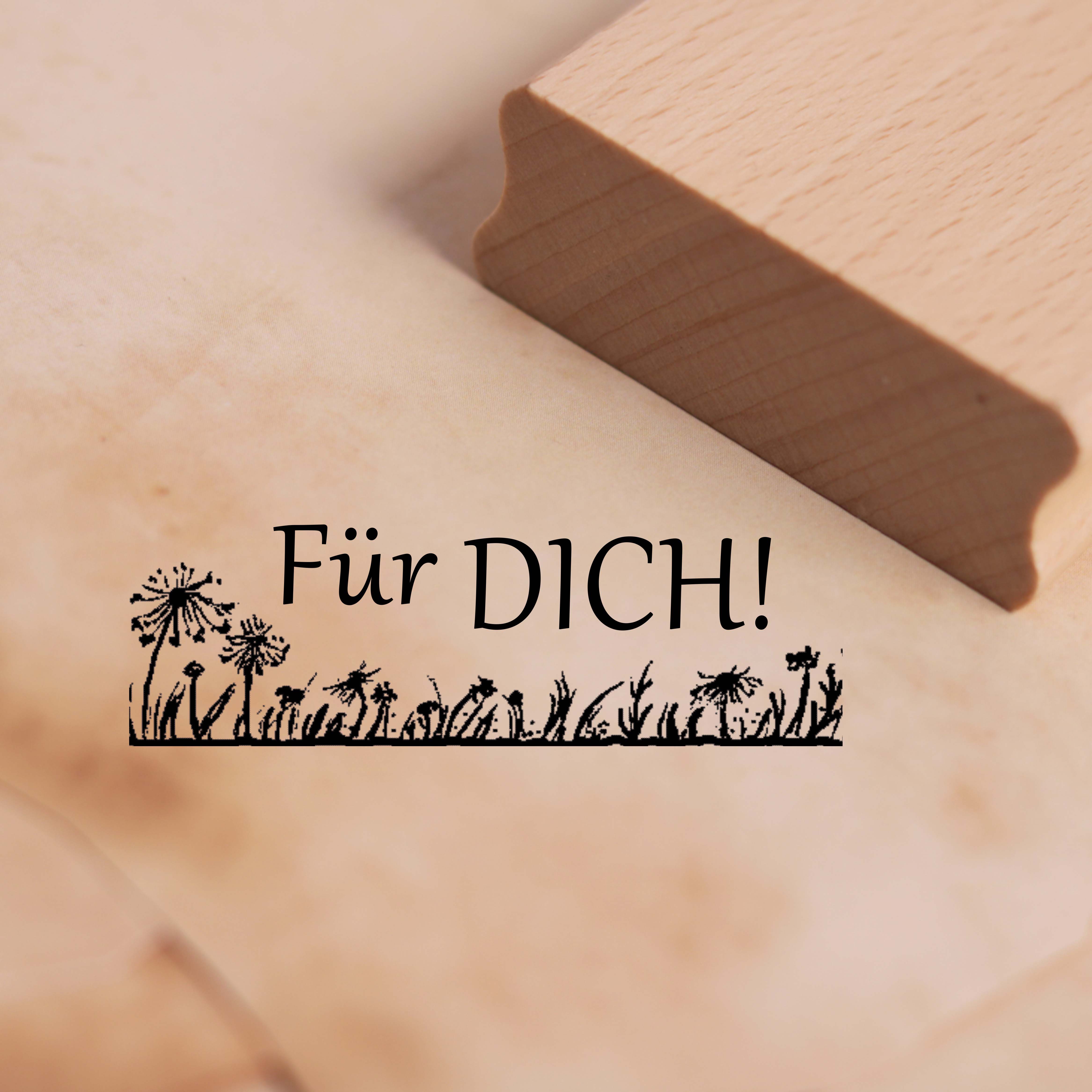 Motivstempel Für dich - Wiese mit Pusteblumen Stempel 58 x 18 mm