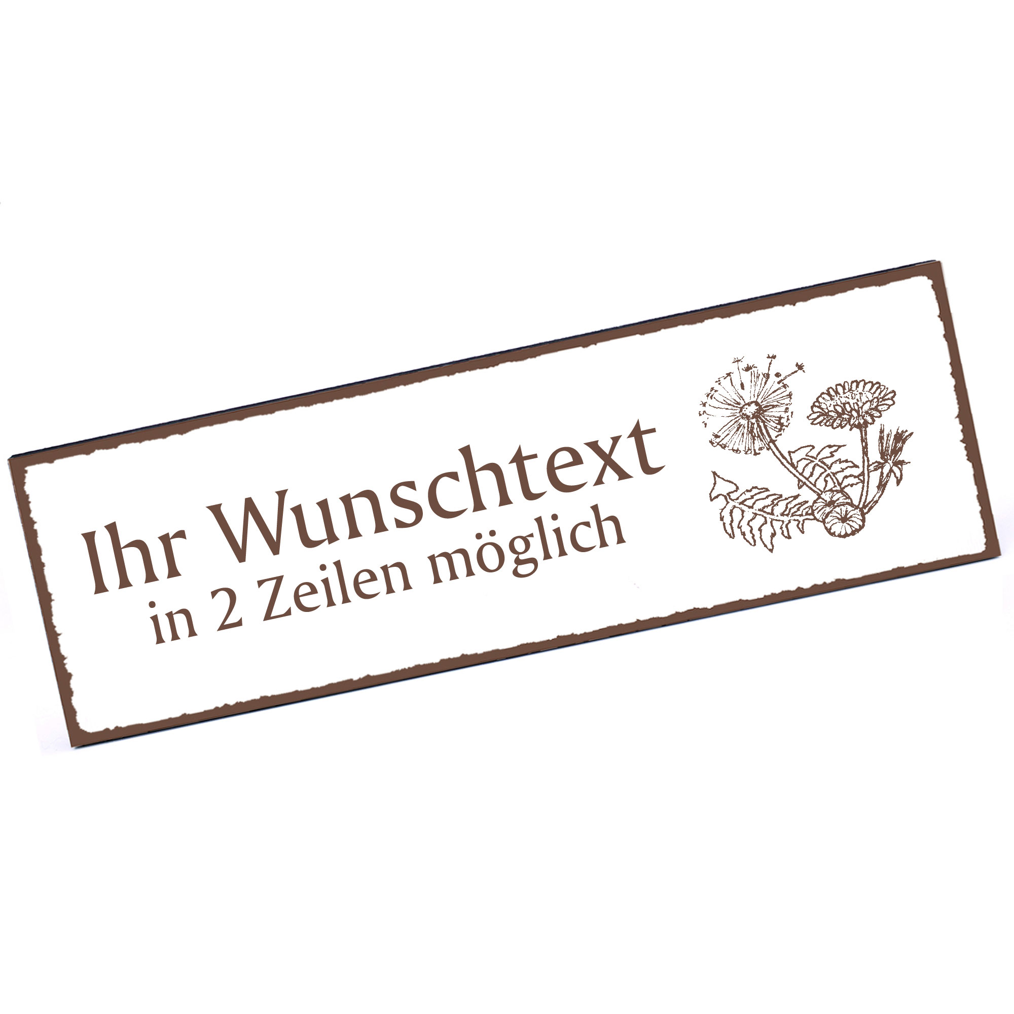 Türschild Löwenzahn  Namensschild personalisiert mit Gravur - 150mm x 50mm - selbstklebend